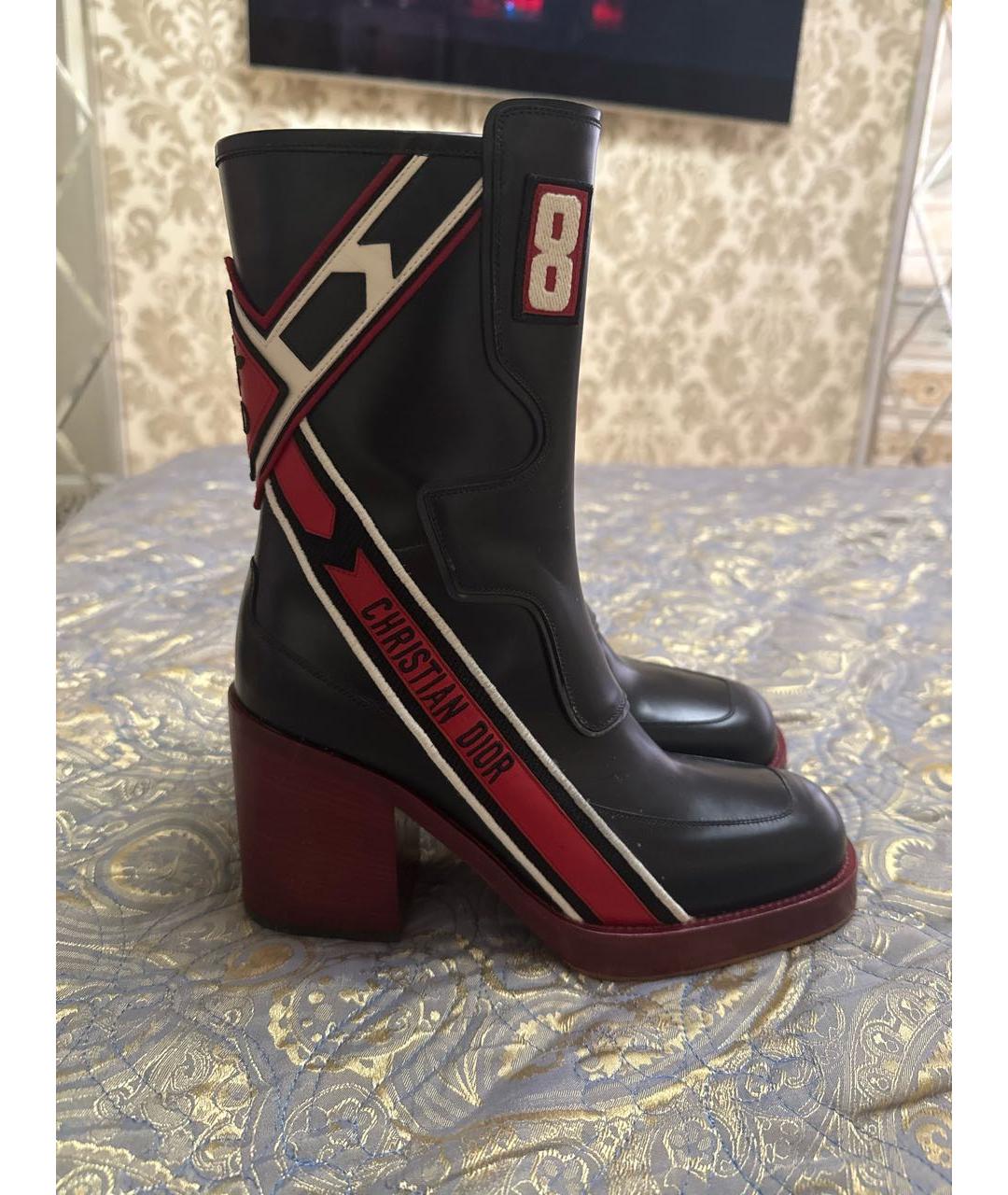 CHRISTIAN DIOR Черные кожаные сапоги, фото 6