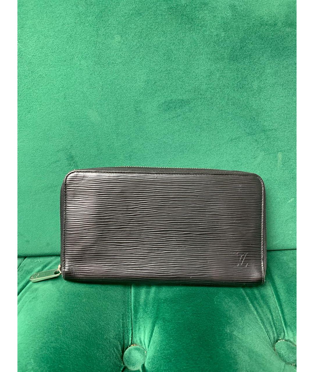 LOUIS VUITTON Черный кожаный кошелек, фото 9