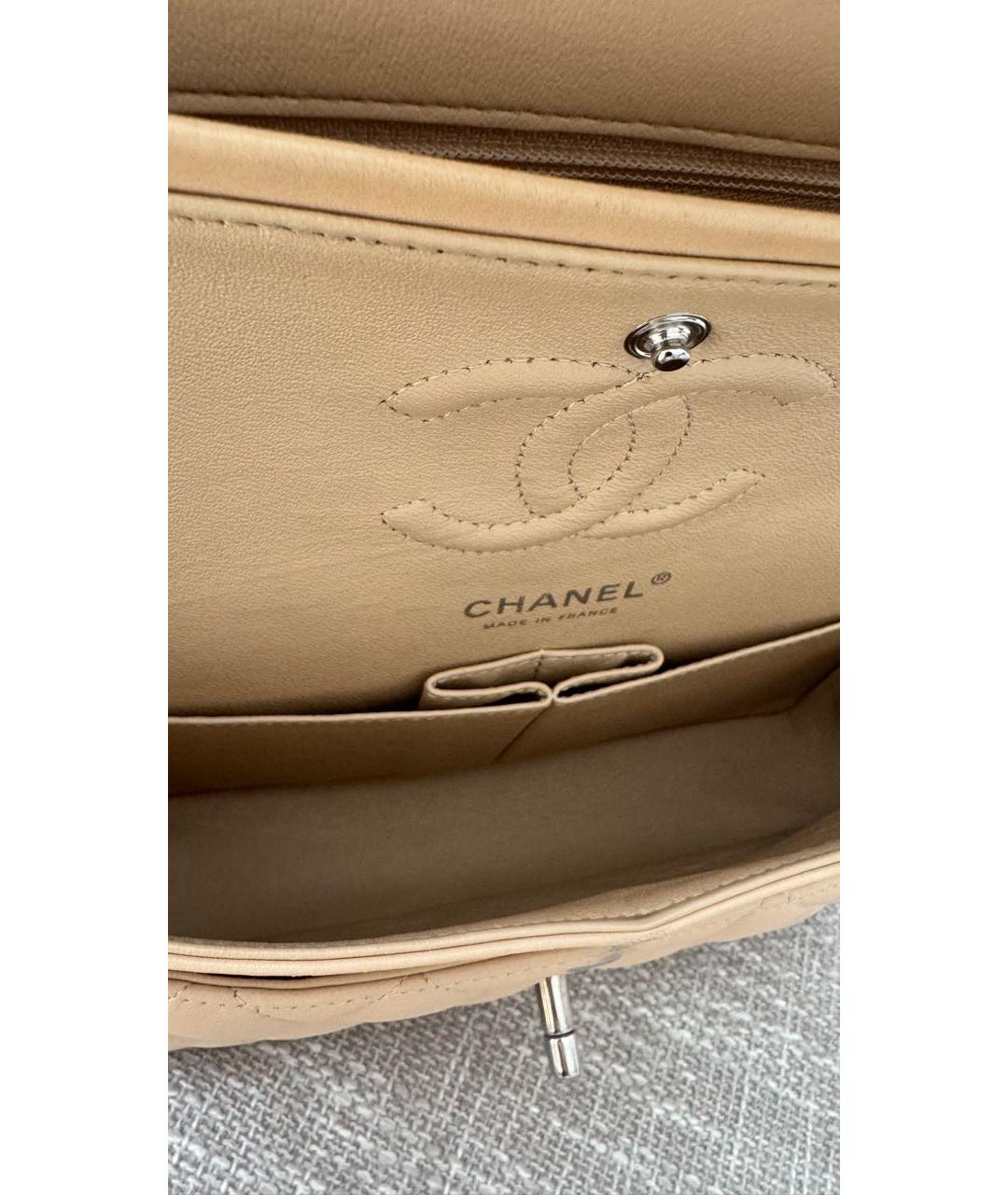 CHANEL Бежевая кожаная сумка через плечо, фото 4