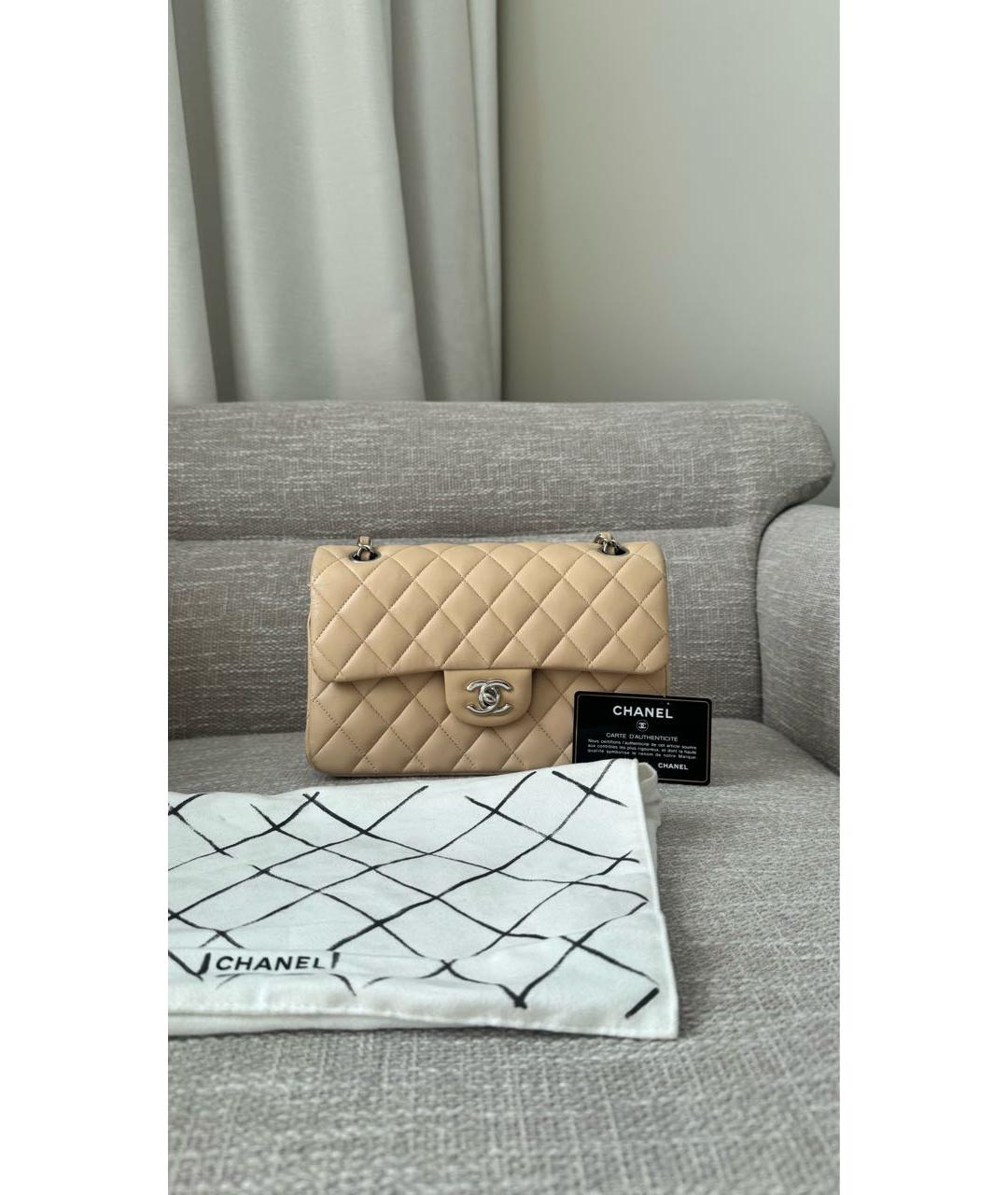 CHANEL Бежевая кожаная сумка через плечо, фото 5