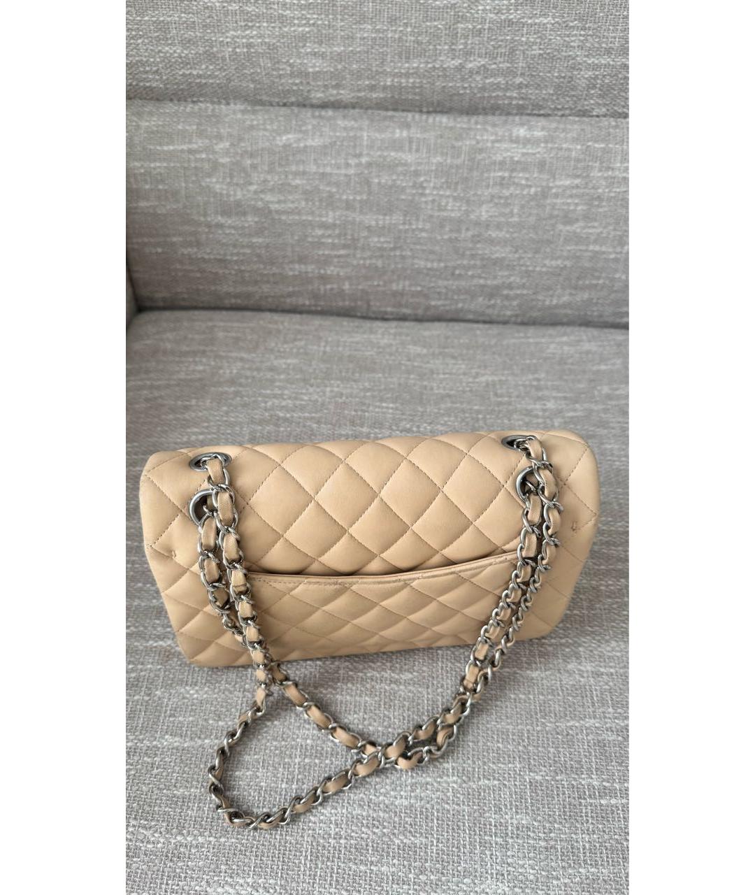 CHANEL Бежевая кожаная сумка через плечо, фото 6