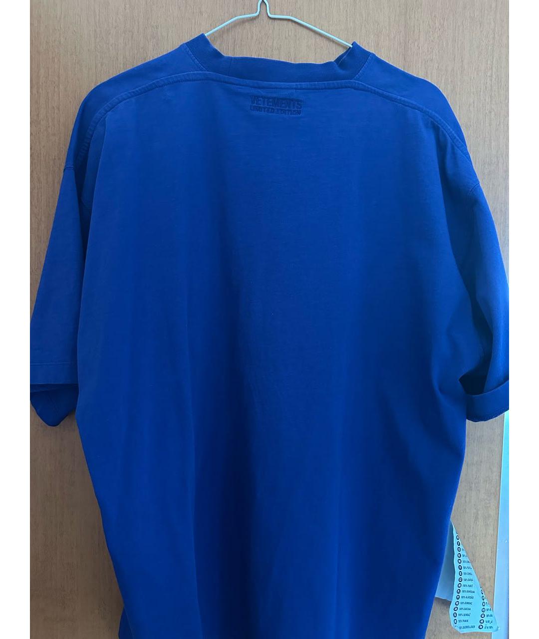 VETEMENTS Синяя хлопковая футболка, фото 3