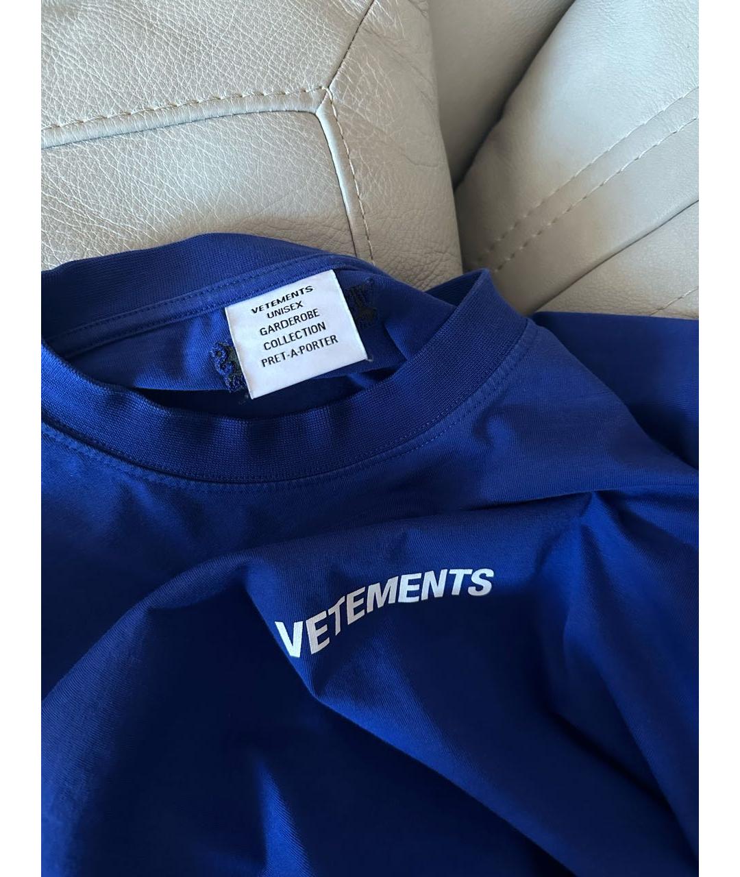 VETEMENTS Синяя хлопковая футболка, фото 2