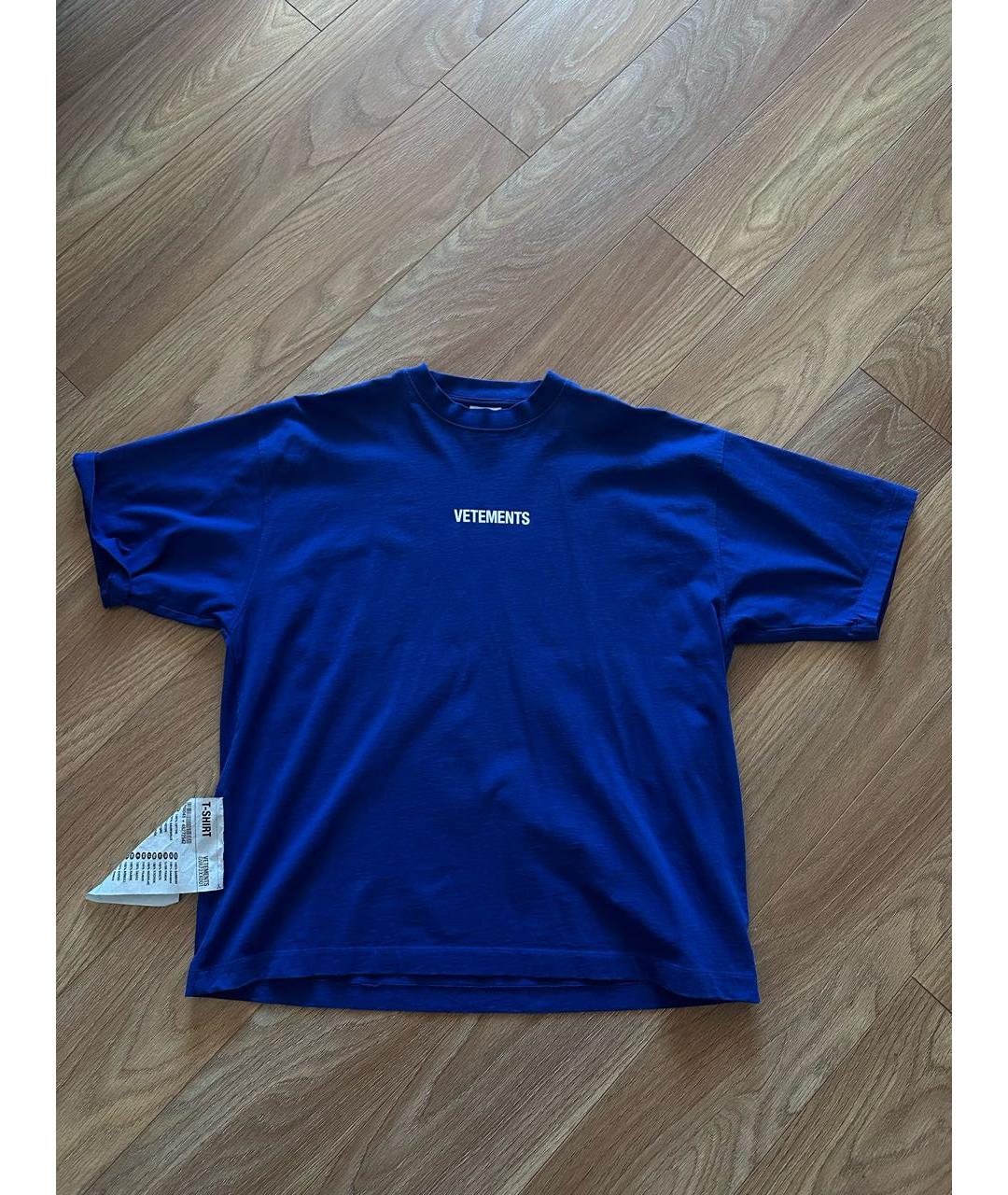 VETEMENTS Синяя хлопковая футболка, фото 4