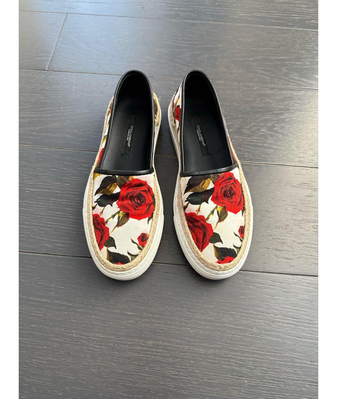 DOLCE&GABBANA Белые текстильные лоферы, фото 2