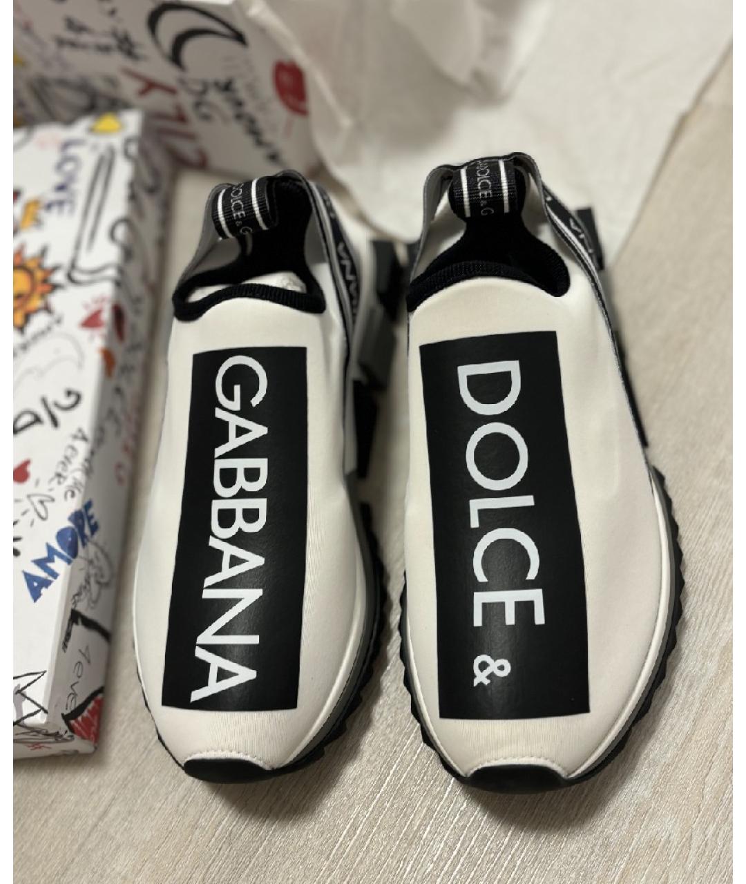 DOLCE&GABBANA Белые текстильные кроссовки, фото 5