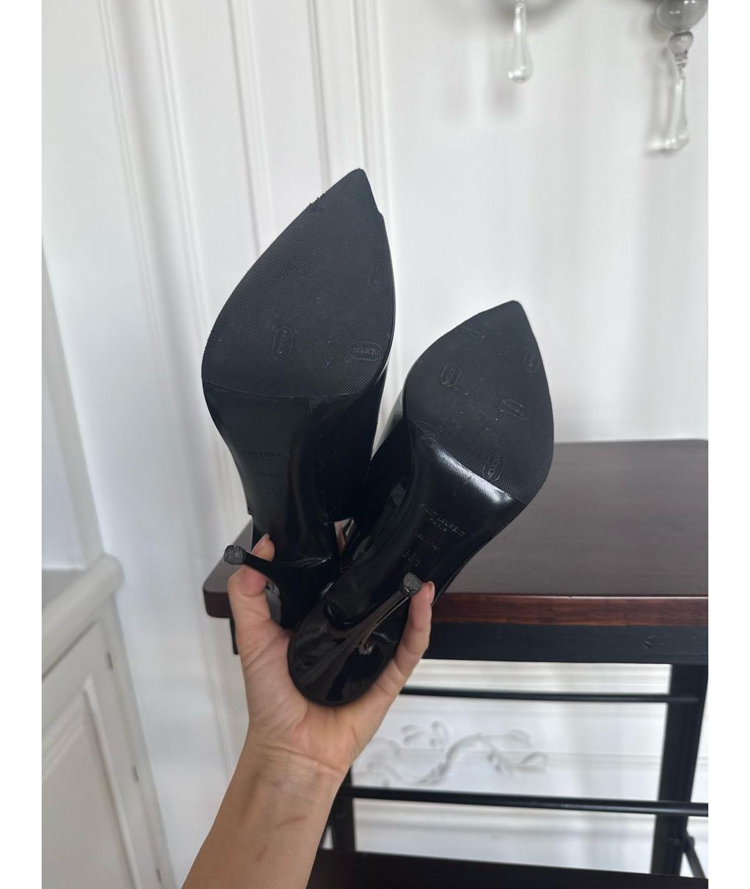 SAINT LAURENT Черные босоножки из лакированной кожи, фото 5