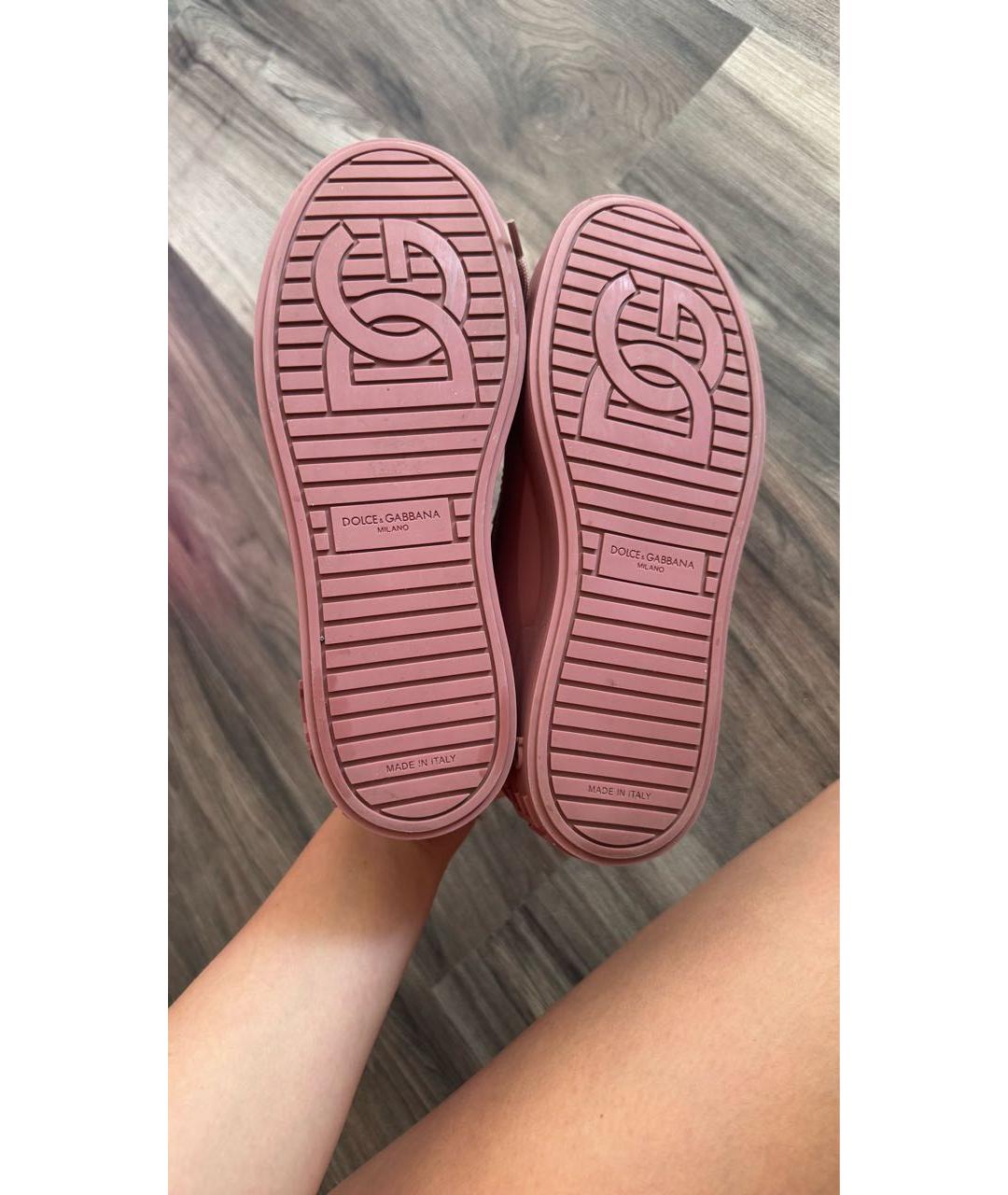 DOLCE&GABBANA Розовые кожаные кеды, фото 4