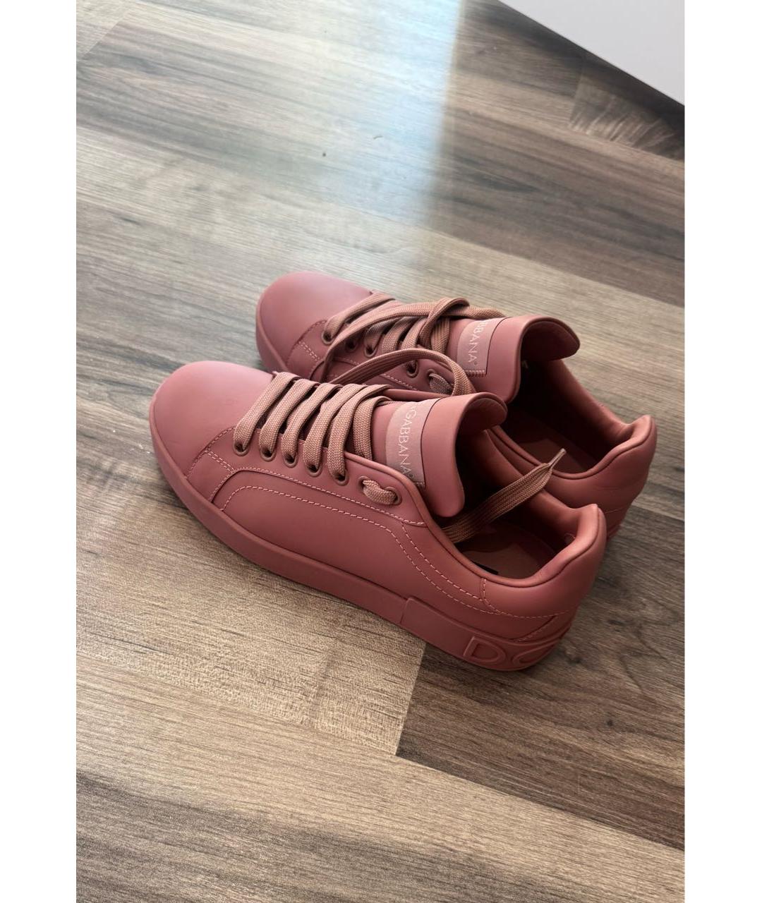 DOLCE&GABBANA Розовые кожаные кеды, фото 5