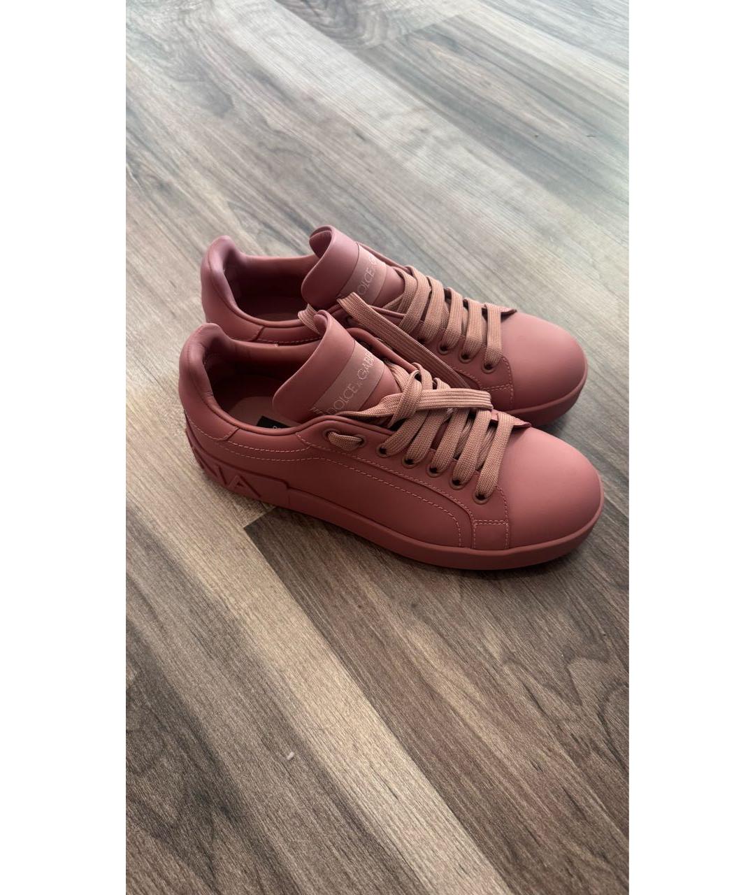 DOLCE&GABBANA Розовые кожаные кеды, фото 3