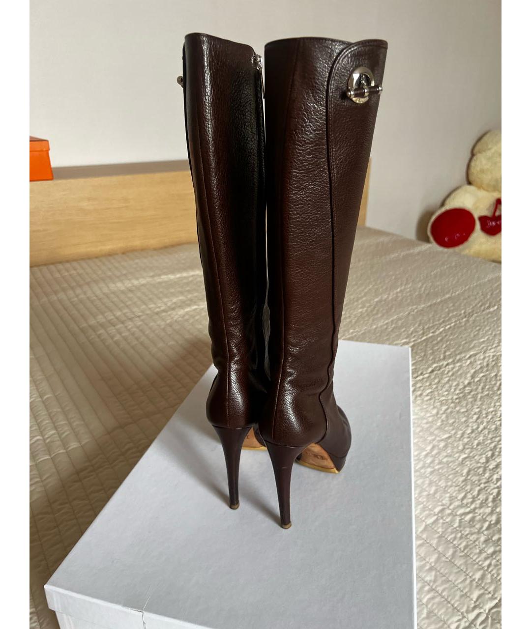 CHRISTIAN DIOR Коричневые кожаные сапоги, фото 4
