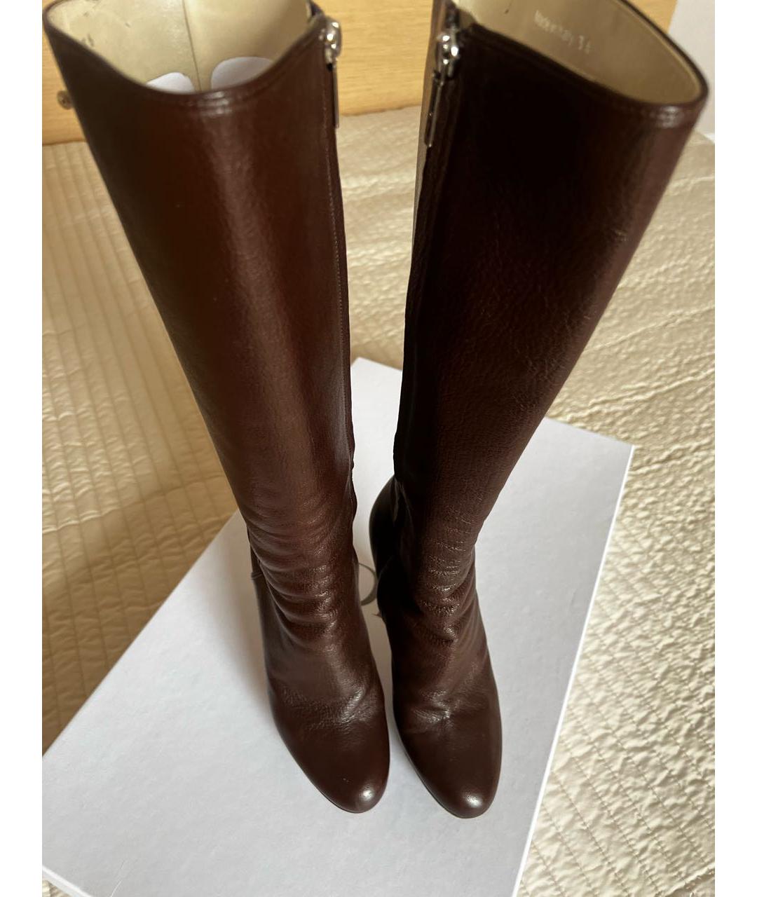 CHRISTIAN DIOR Коричневые кожаные сапоги, фото 3