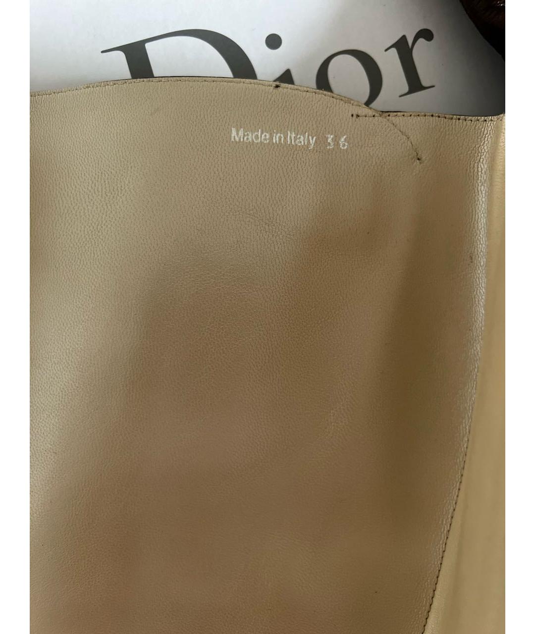 CHRISTIAN DIOR Коричневые кожаные сапоги, фото 6