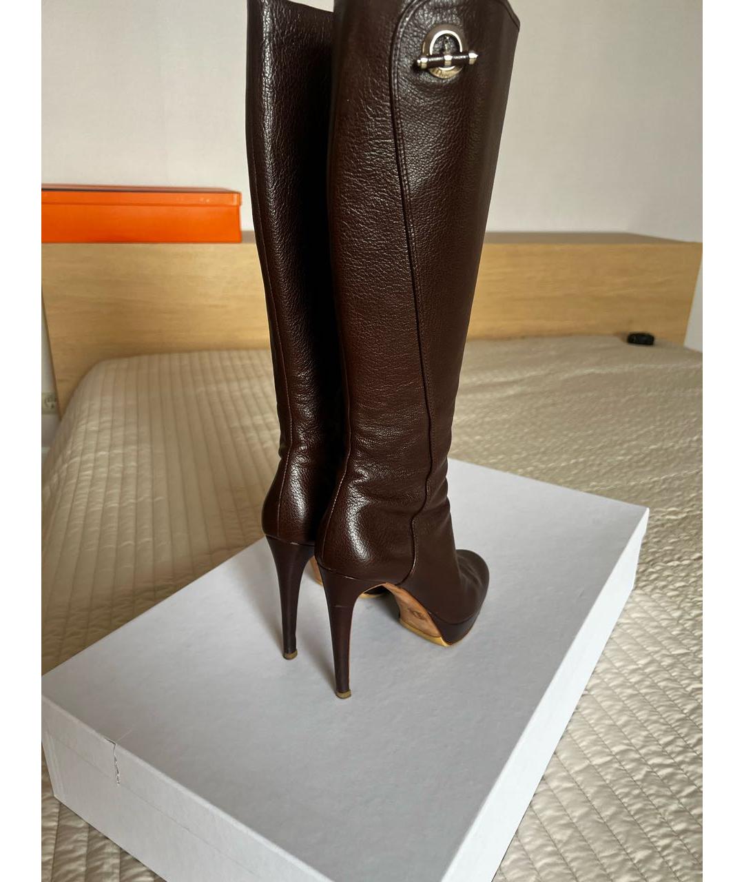 CHRISTIAN DIOR Коричневые кожаные сапоги, фото 5