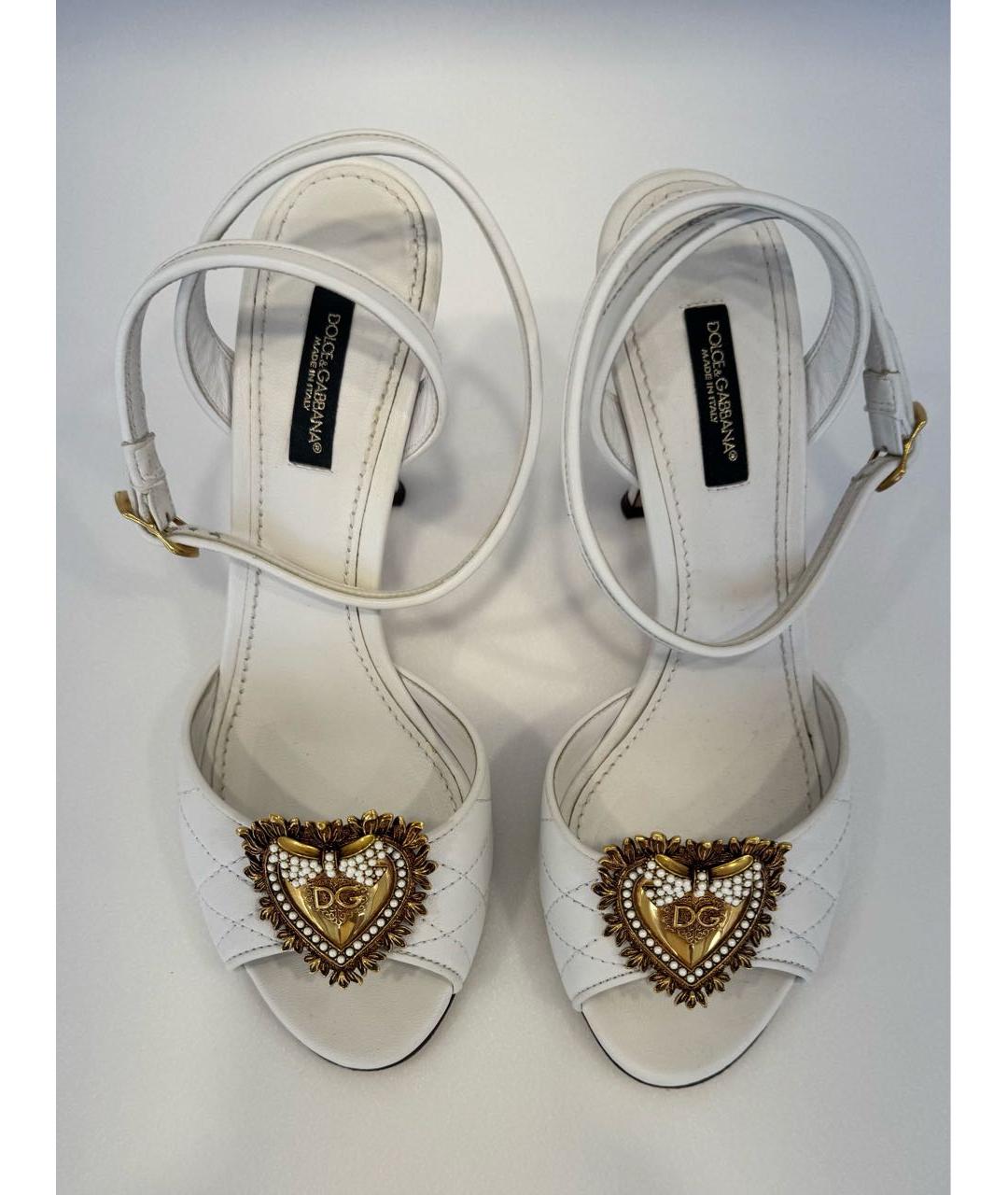 DOLCE&GABBANA Белые кожаные босоножки, фото 3