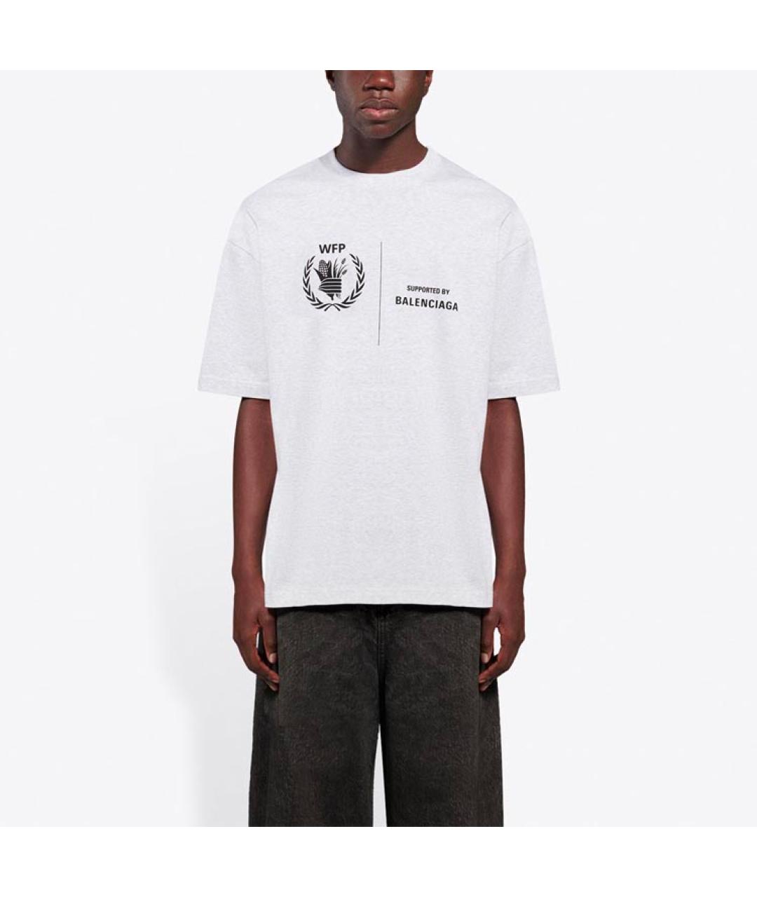 BALENCIAGA Белая хлопковая футболка, фото 4