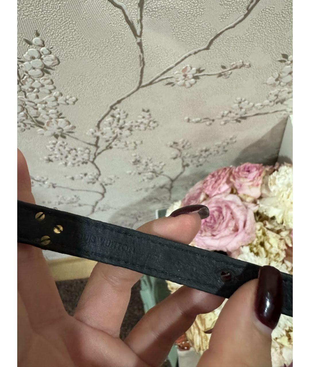 LOUIS VUITTON Черный кожаный браслет, фото 3