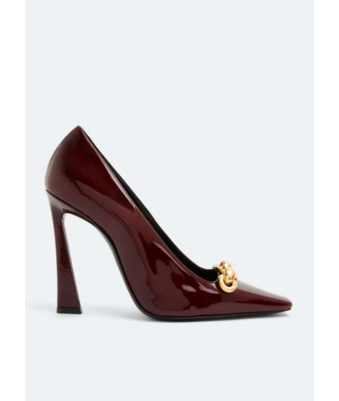 SAINT LAURENT Бордовые туфли из лакированной кожи, фото 7