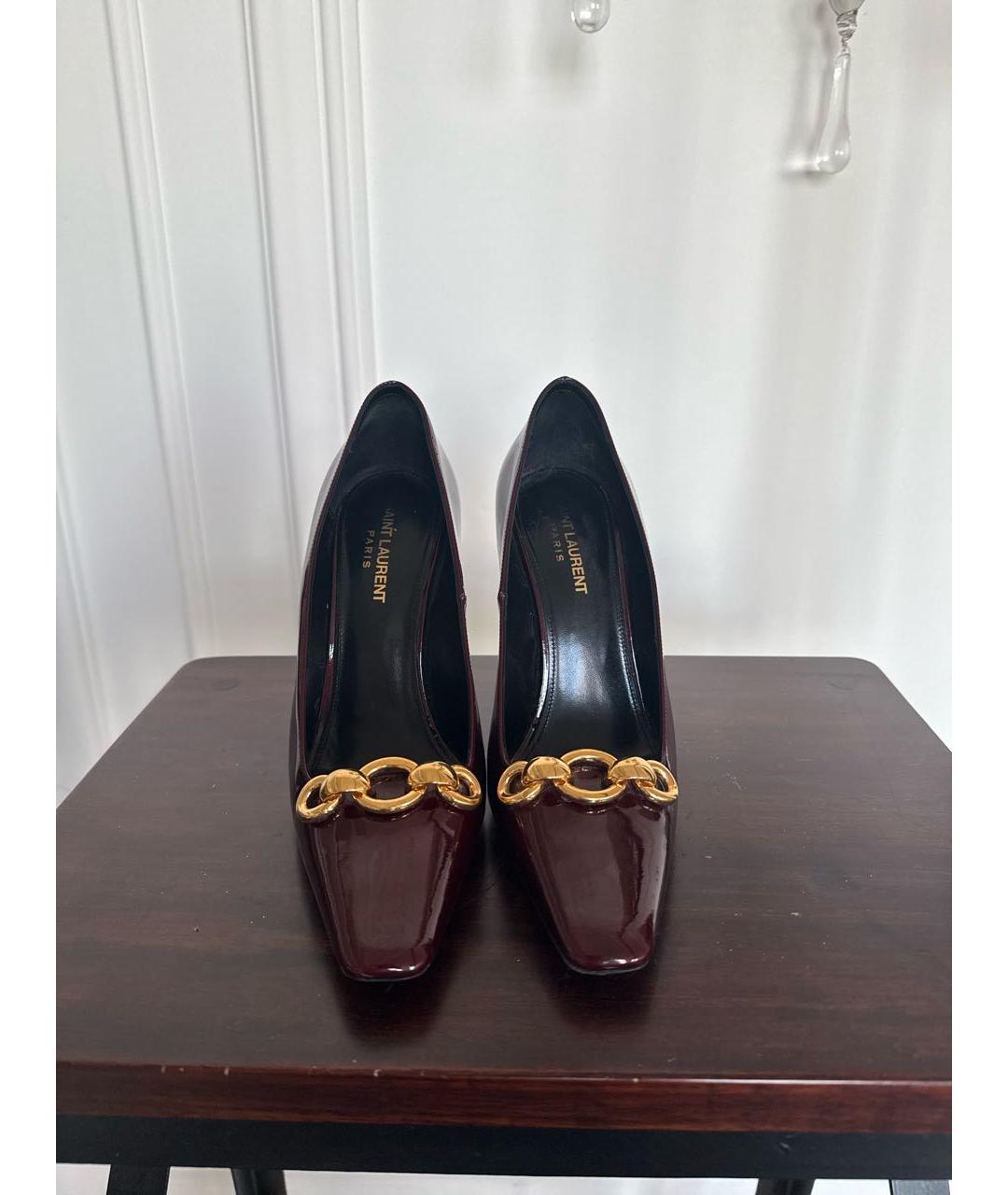 SAINT LAURENT Бордовые туфли из лакированной кожи, фото 3