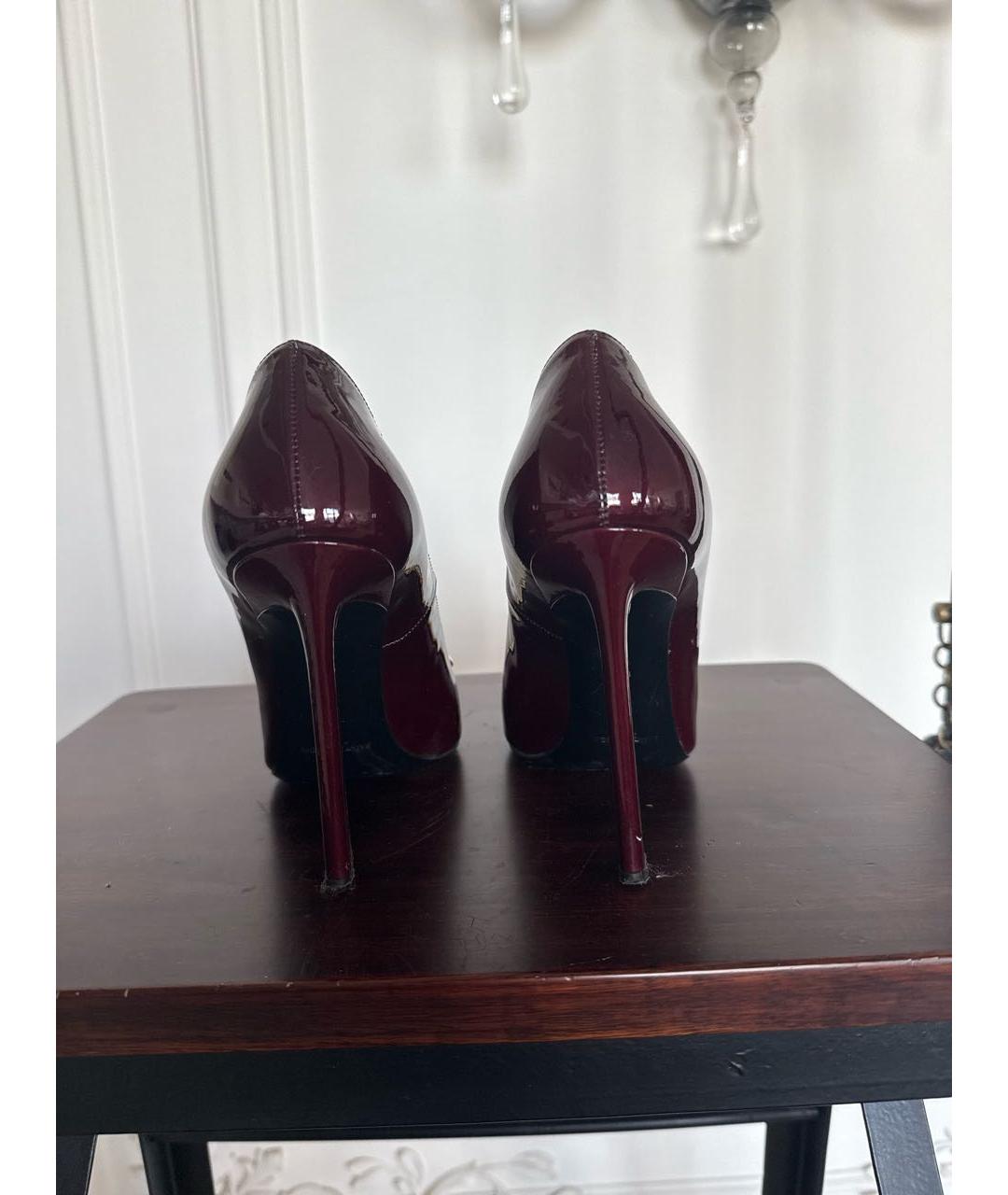 SAINT LAURENT Бордовые туфли из лакированной кожи, фото 5