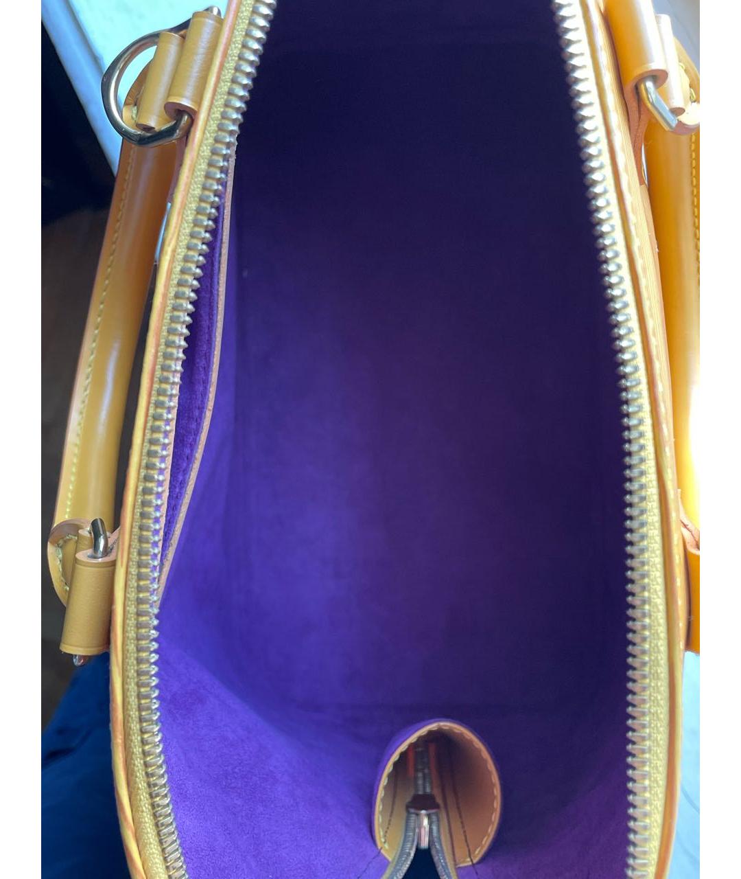 LOUIS VUITTON Желтая кожаная сумка с короткими ручками, фото 5