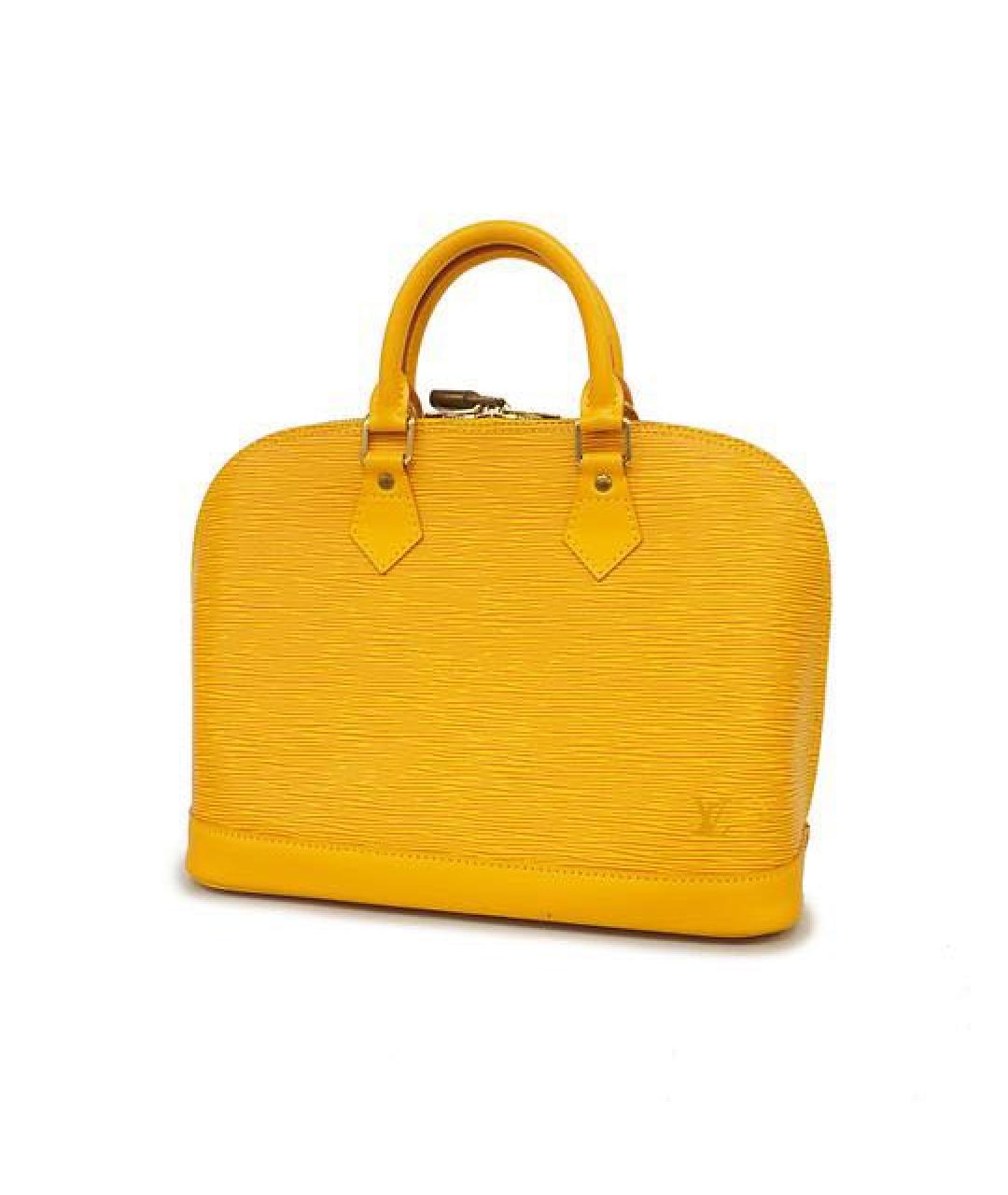 LOUIS VUITTON Желтая кожаная сумка с короткими ручками, фото 8