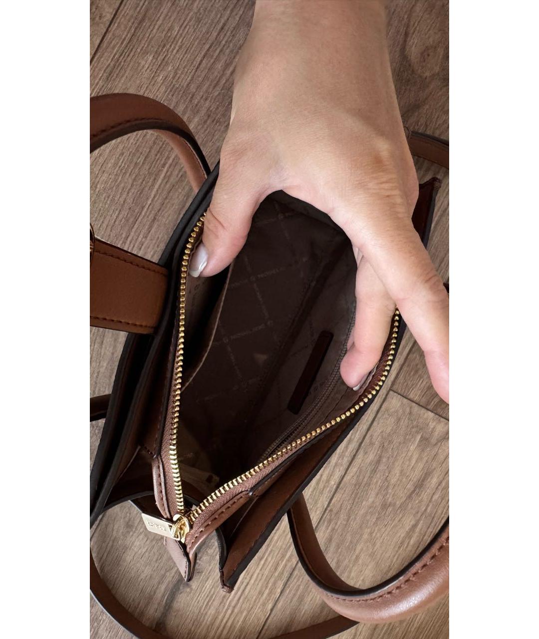 MICHAEL KORS Коричневая кожаная сумка с короткими ручками, фото 4