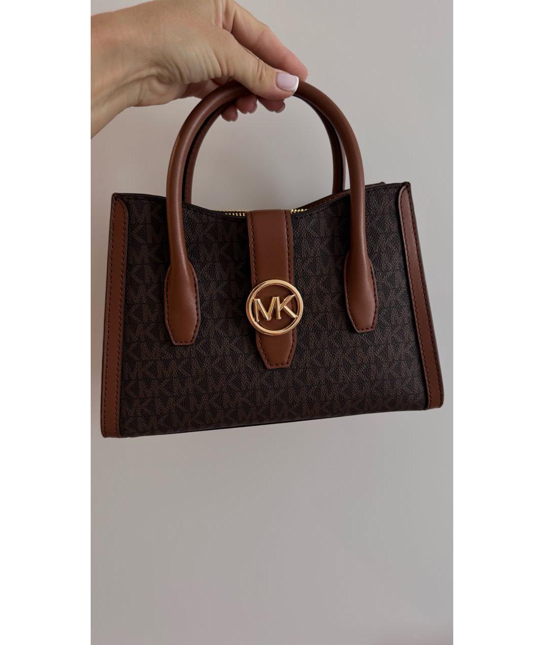 MICHAEL KORS Коричневая кожаная сумка с короткими ручками, фото 9