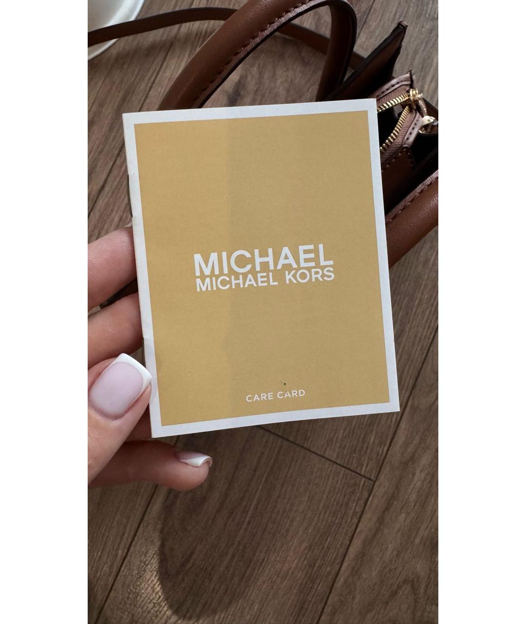 MICHAEL KORS Коричневая кожаная сумка с короткими ручками, фото 5