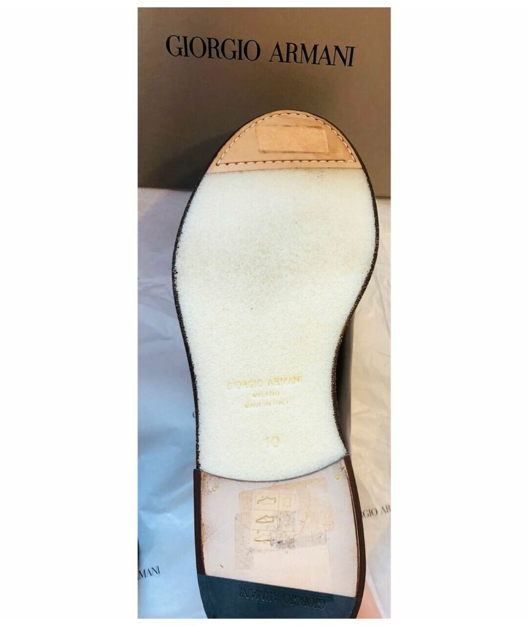 GIORGIO ARMANI Коричневые кожаные низкие ботинки, фото 5
