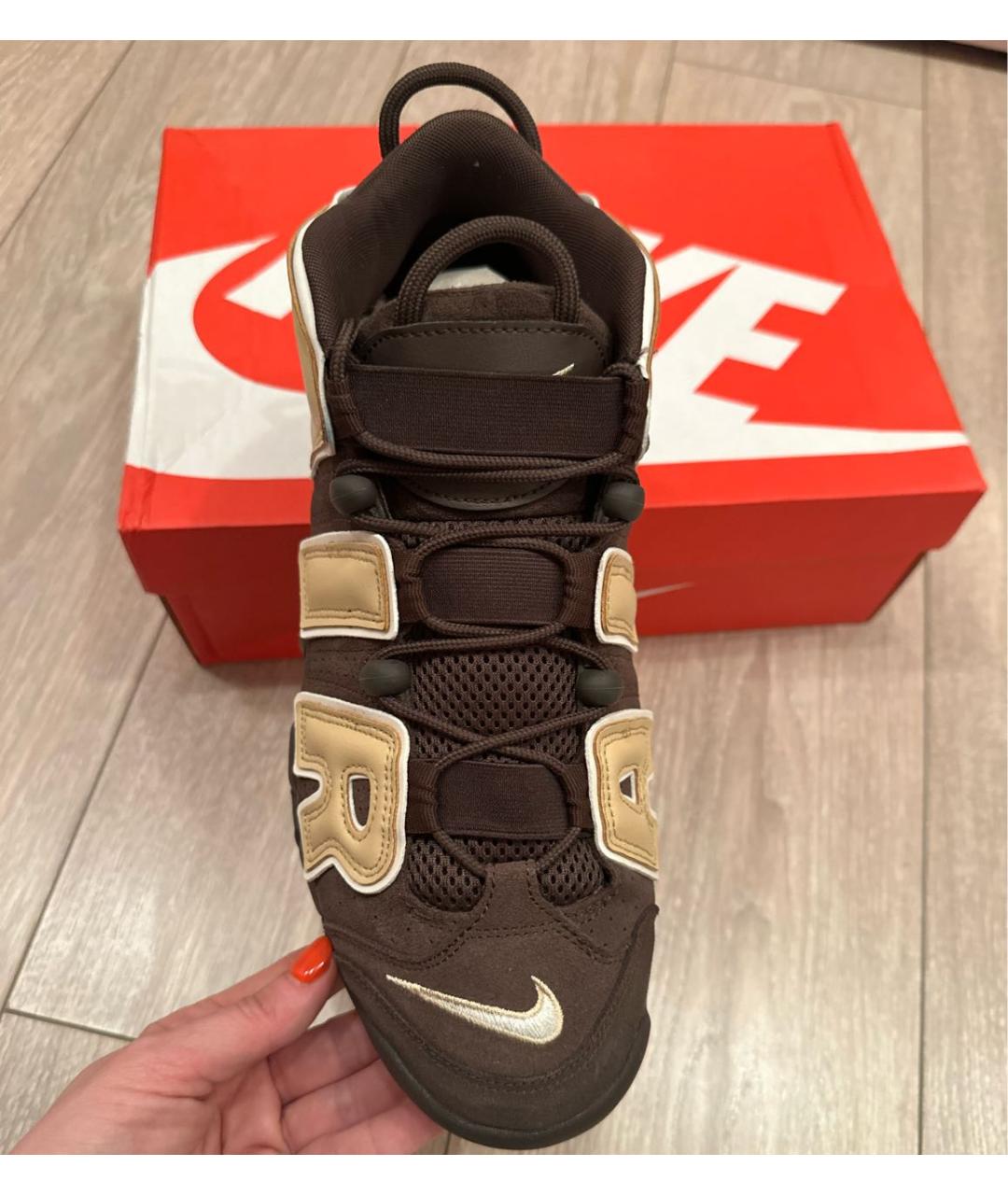 NIKE Коричневые замшевые высокие кроссовки / кеды, фото 5