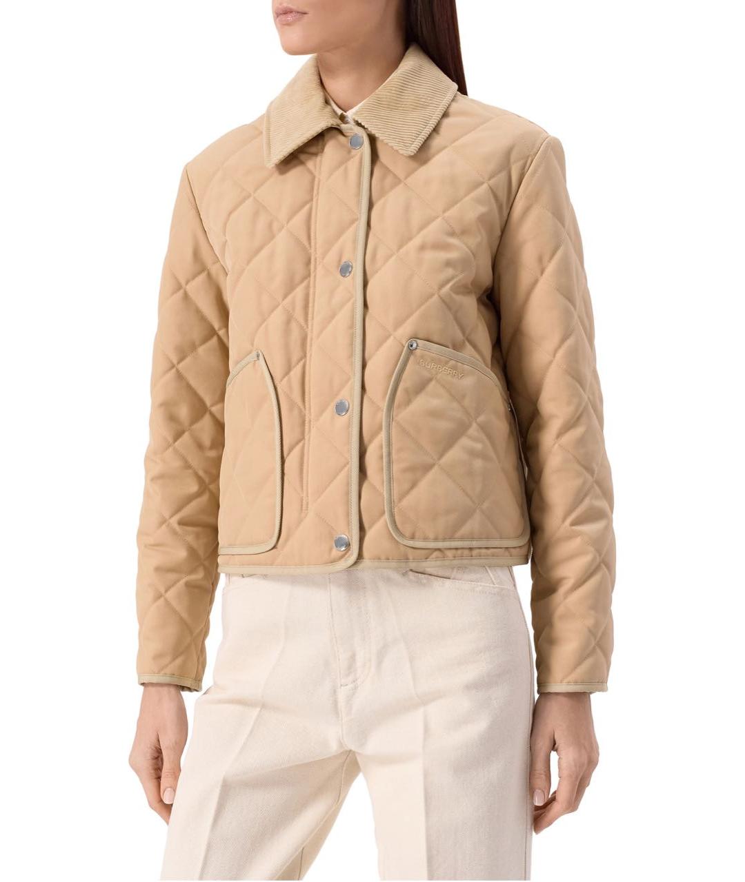 BURBERRY Бежевая полиэстеровая куртка, фото 5