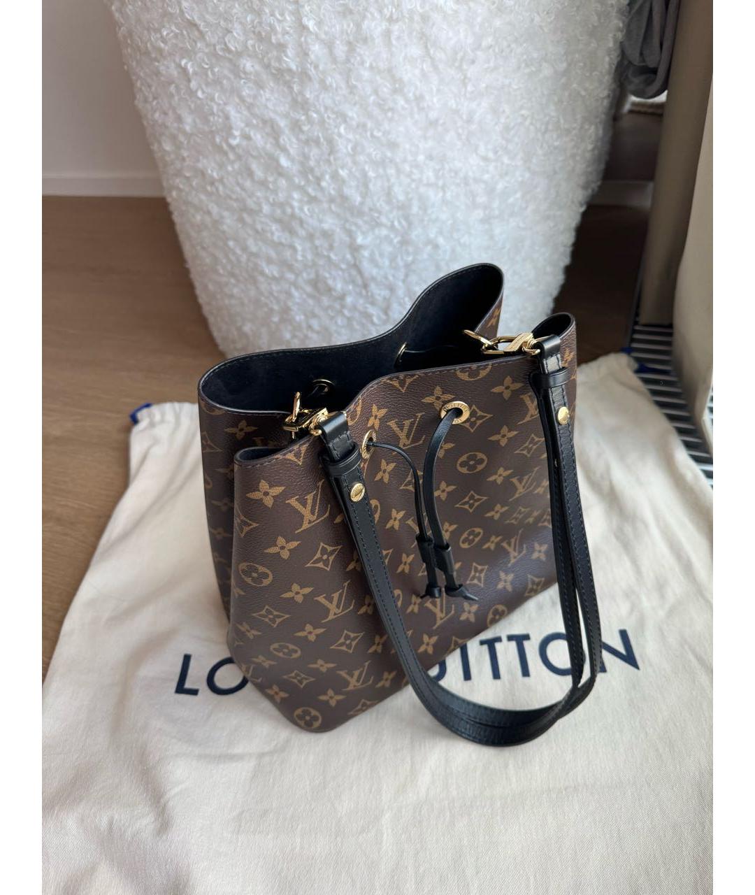 LOUIS VUITTON Коричневая кожаная сумка тоут, фото 6