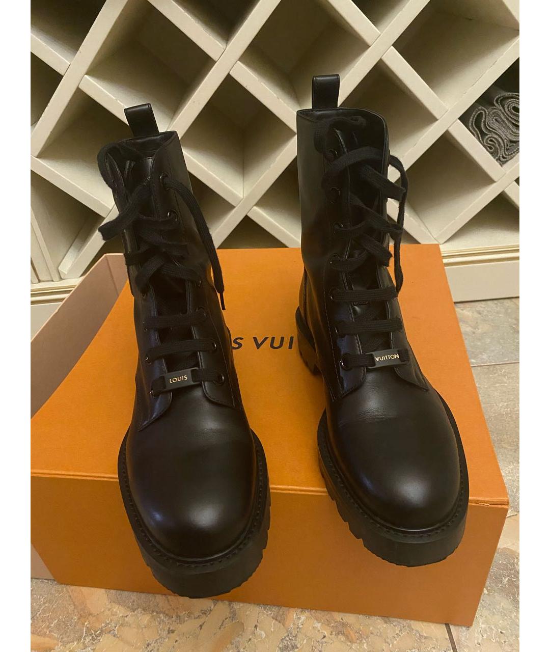 LOUIS VUITTON Черные кожаные ботинки, фото 2