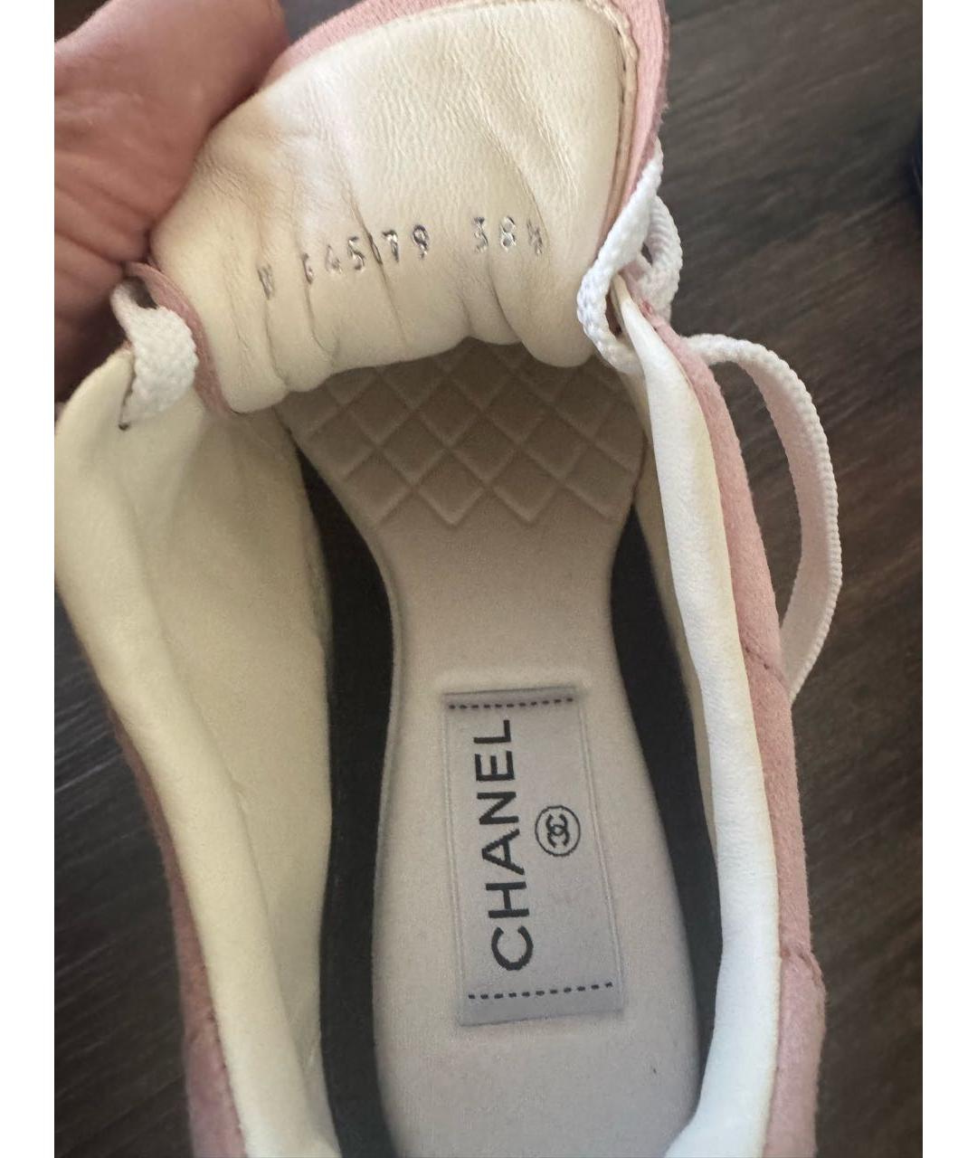 CHANEL Розовые замшевые кроссовки, фото 6