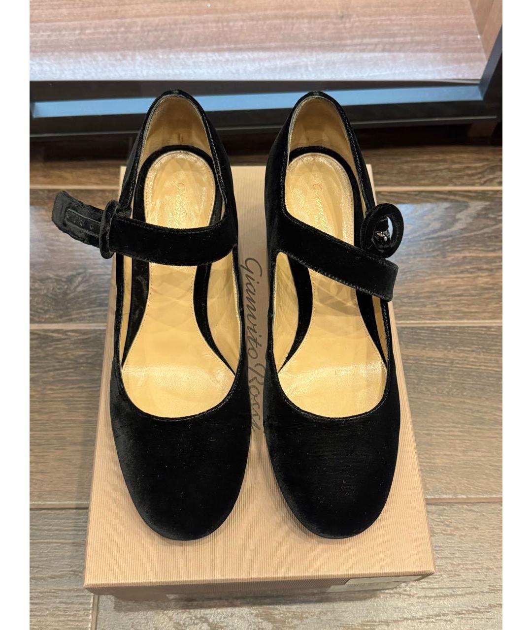 GIANVITO ROSSI Черные бархатные туфли, фото 7