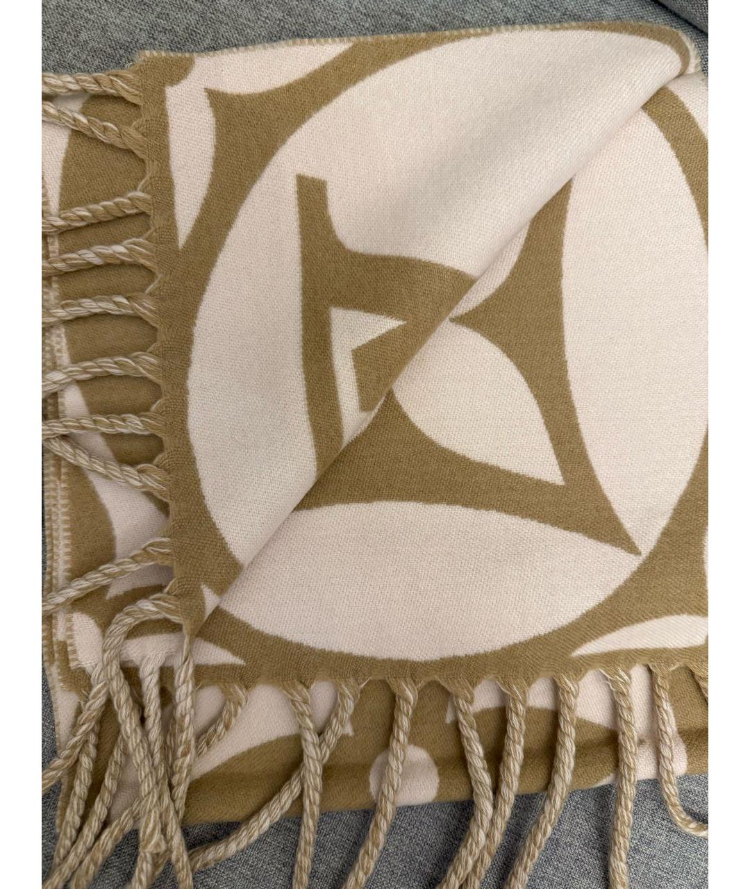 LOUIS VUITTON Бежевый шерстяной шарф, фото 5