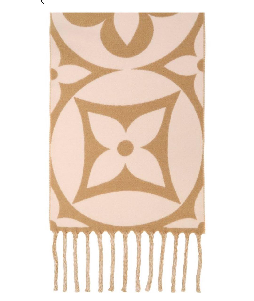 LOUIS VUITTON Бежевый шерстяной шарф, фото 2