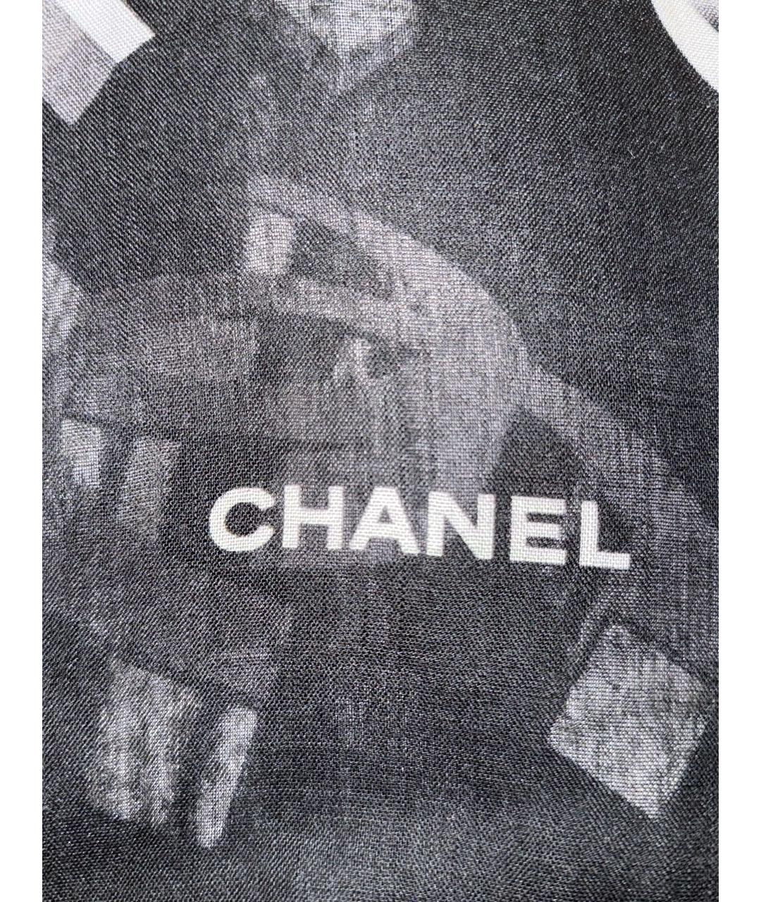 CHANEL Черный кашемировый шарф, фото 6