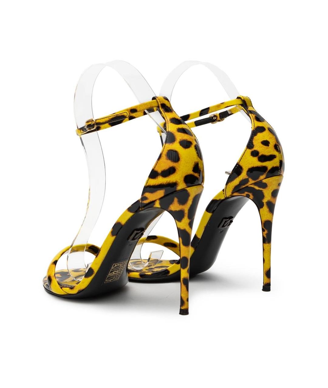 DOLCE&GABBANA Желтые кожаные босоножки, фото 5