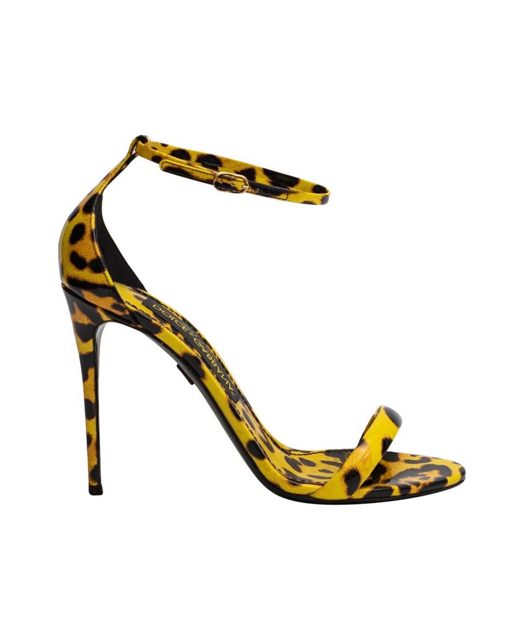 DOLCE&GABBANA Желтые кожаные босоножки, фото 1