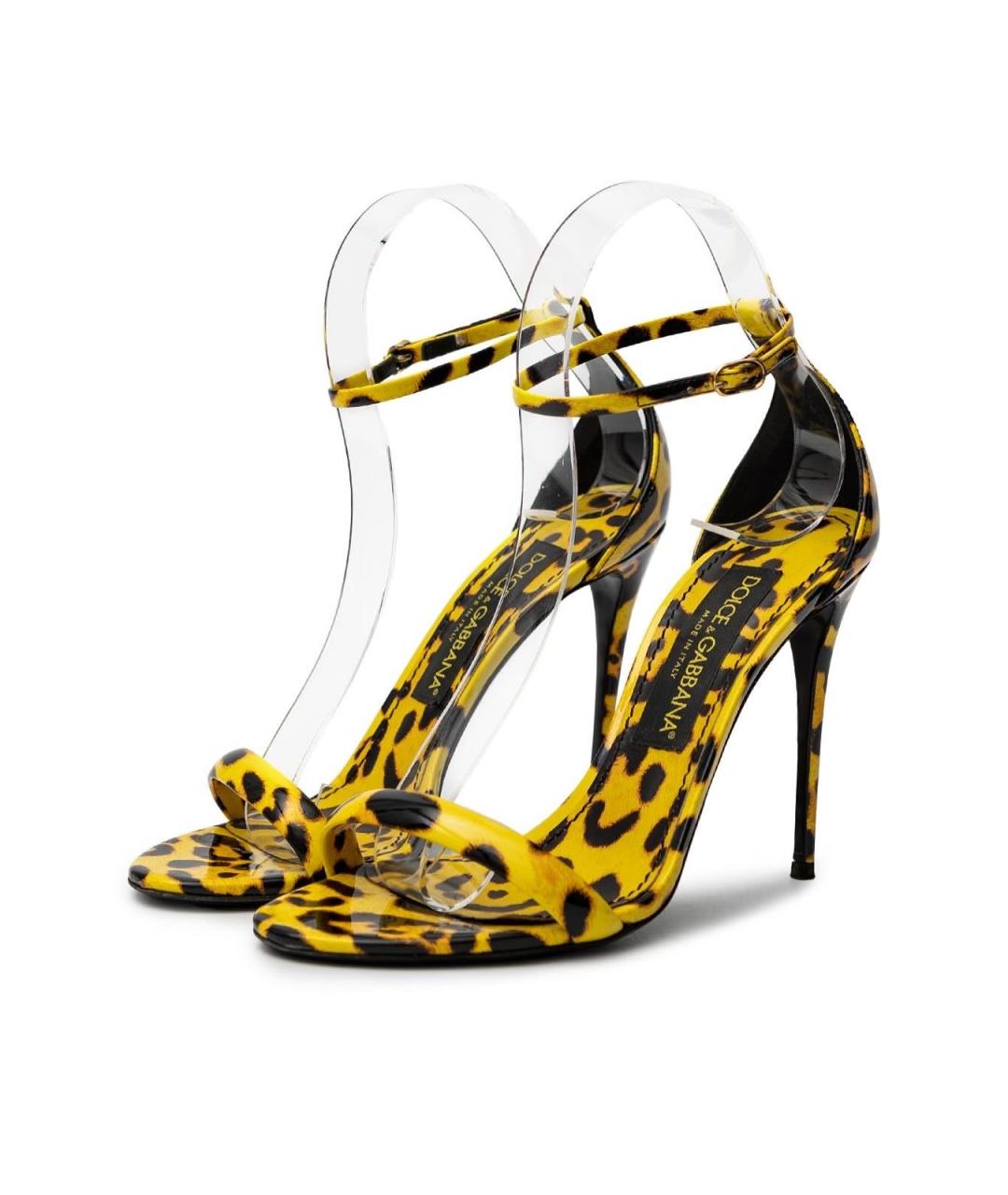 DOLCE&GABBANA Желтые кожаные босоножки, фото 3