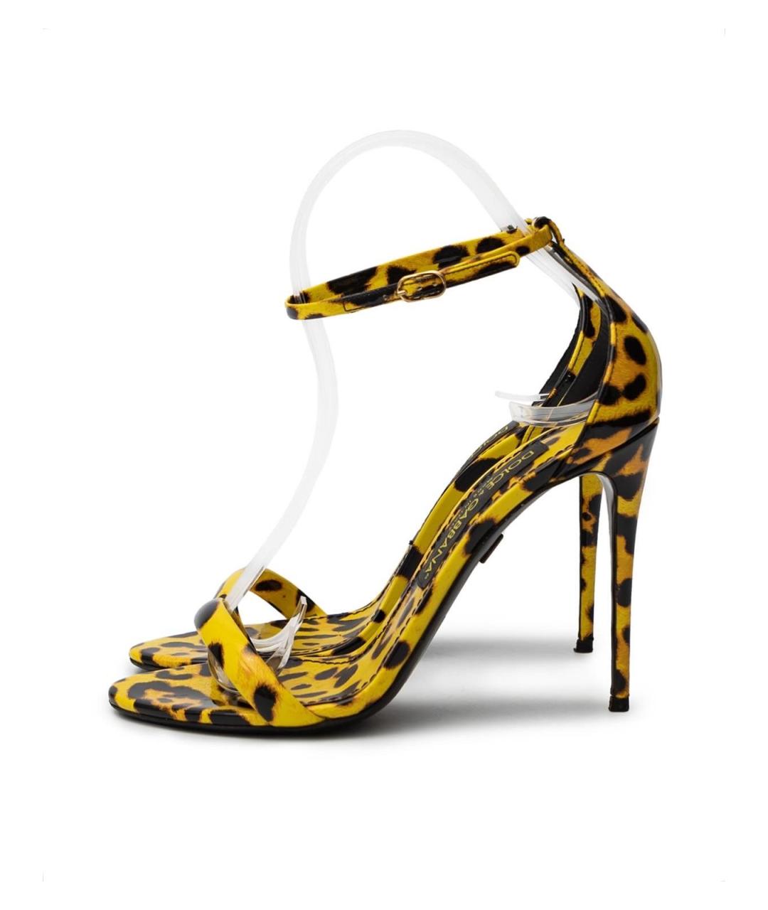 DOLCE&GABBANA Желтые кожаные босоножки, фото 6