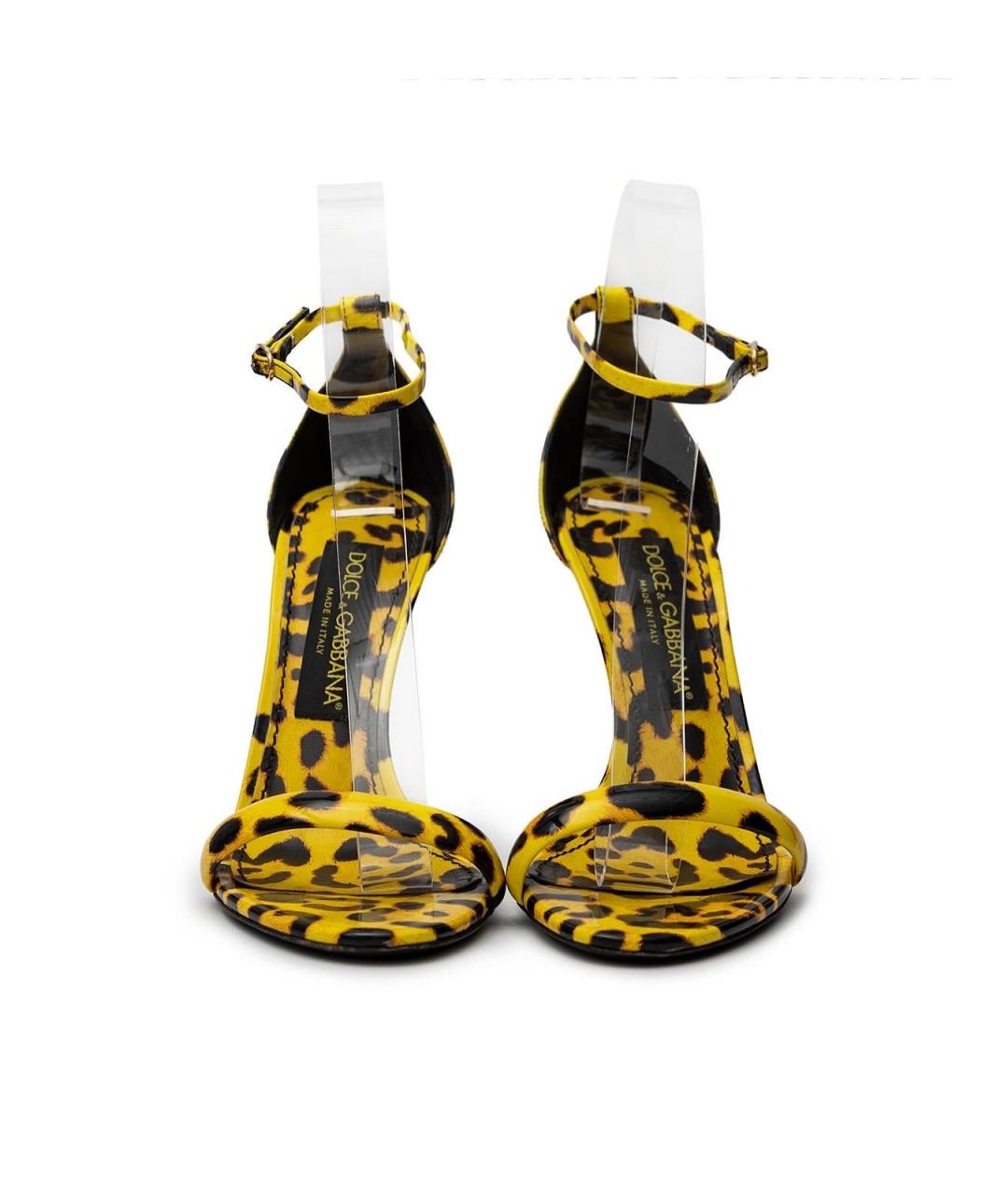 DOLCE&GABBANA Желтые кожаные босоножки, фото 4