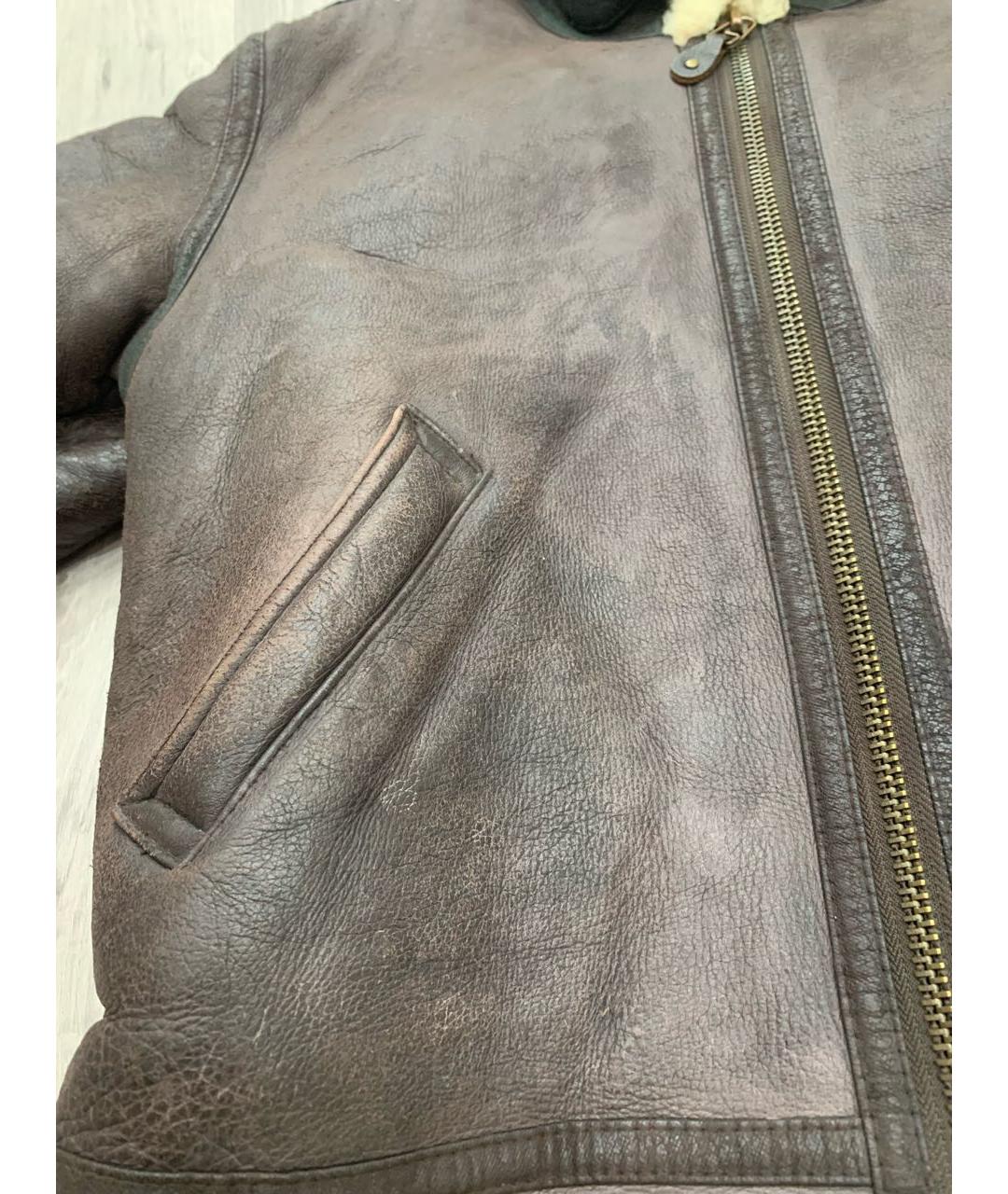 STUSSY Коричневая кожаная дубленка/шуба, фото 7