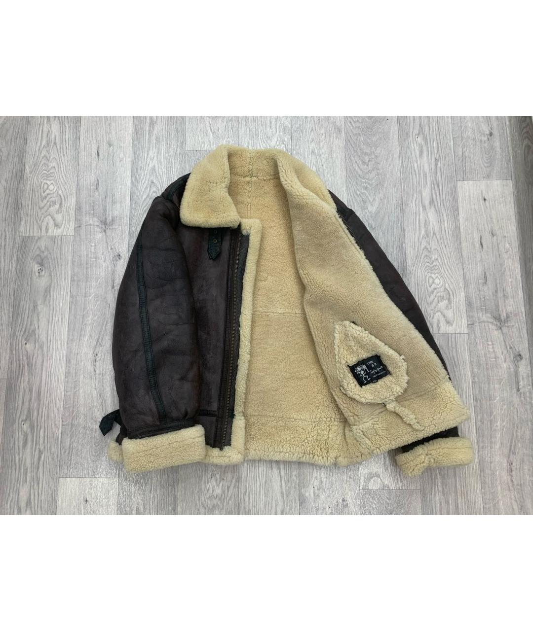 STUSSY Коричневая кожаная дубленка/шуба, фото 3