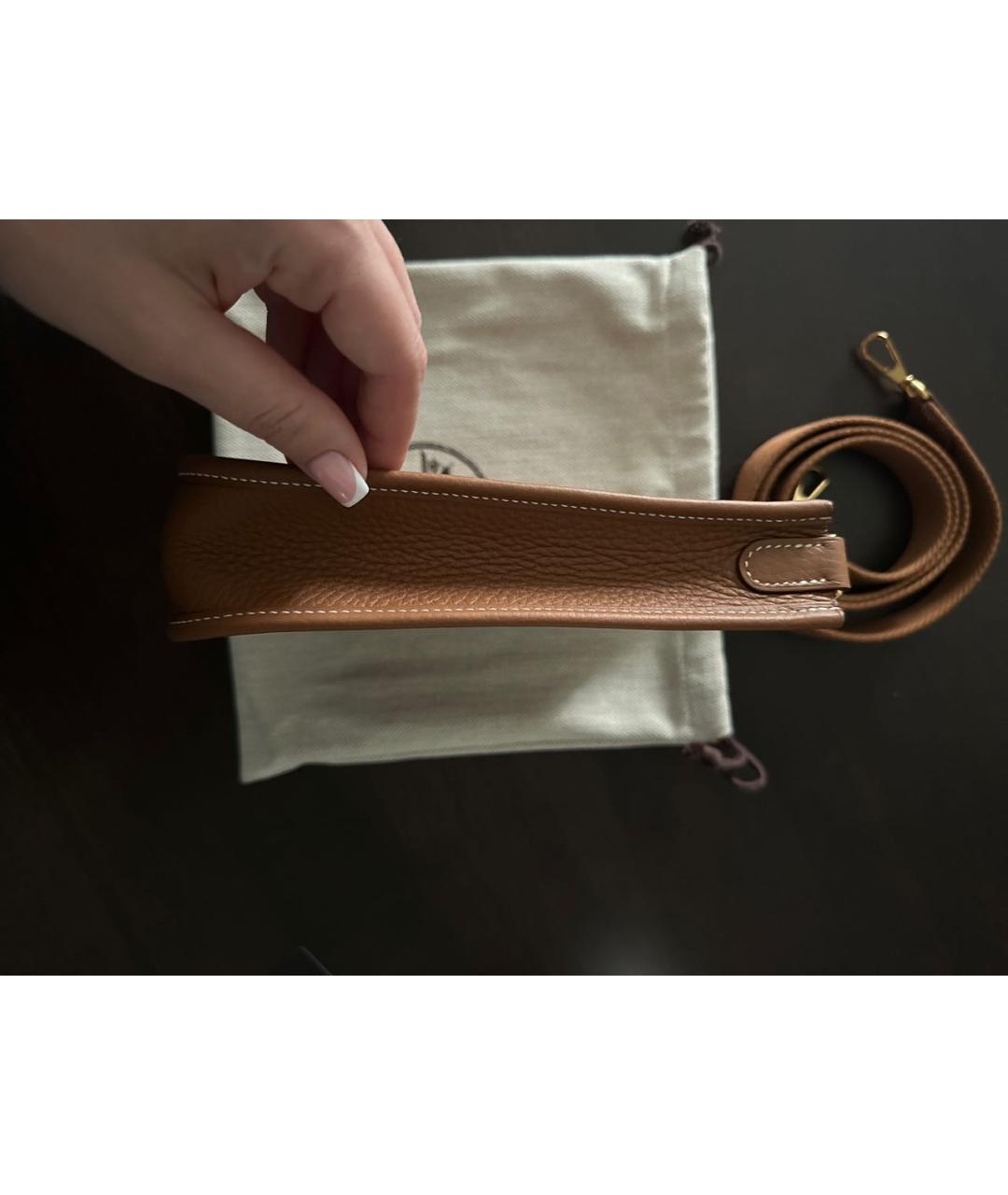 HERMES Коричневая кожаная сумка через плечо, фото 6