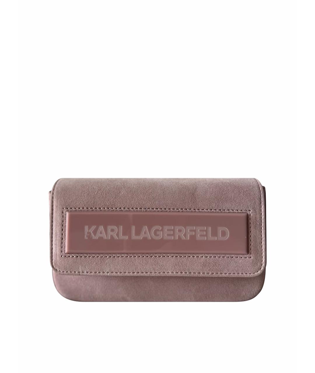 KARL LAGERFELD Розовая замшевая сумка через плечо, фото 1