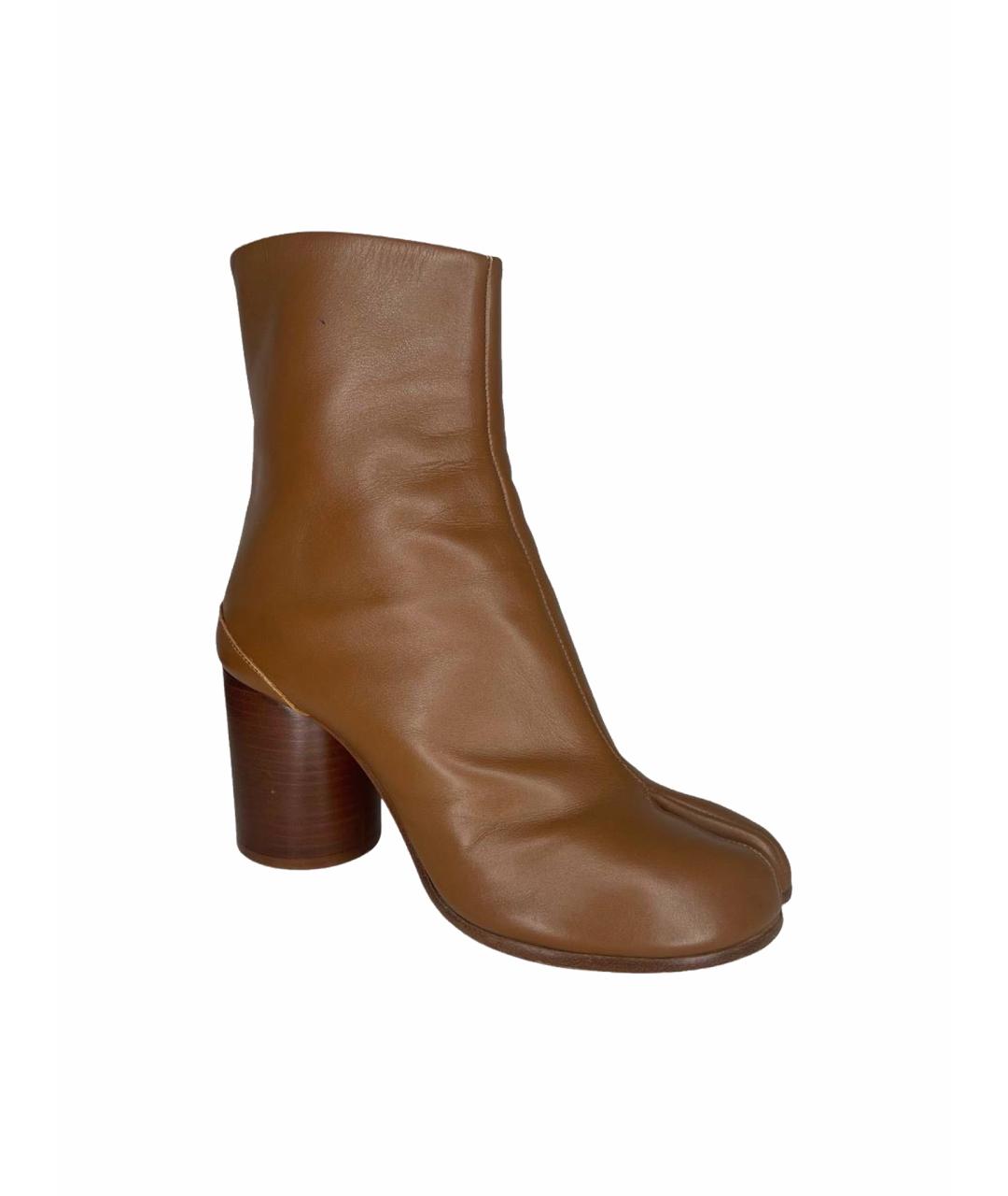 MAISON MARGIELA Коричневые кожаные ботильоны, фото 1