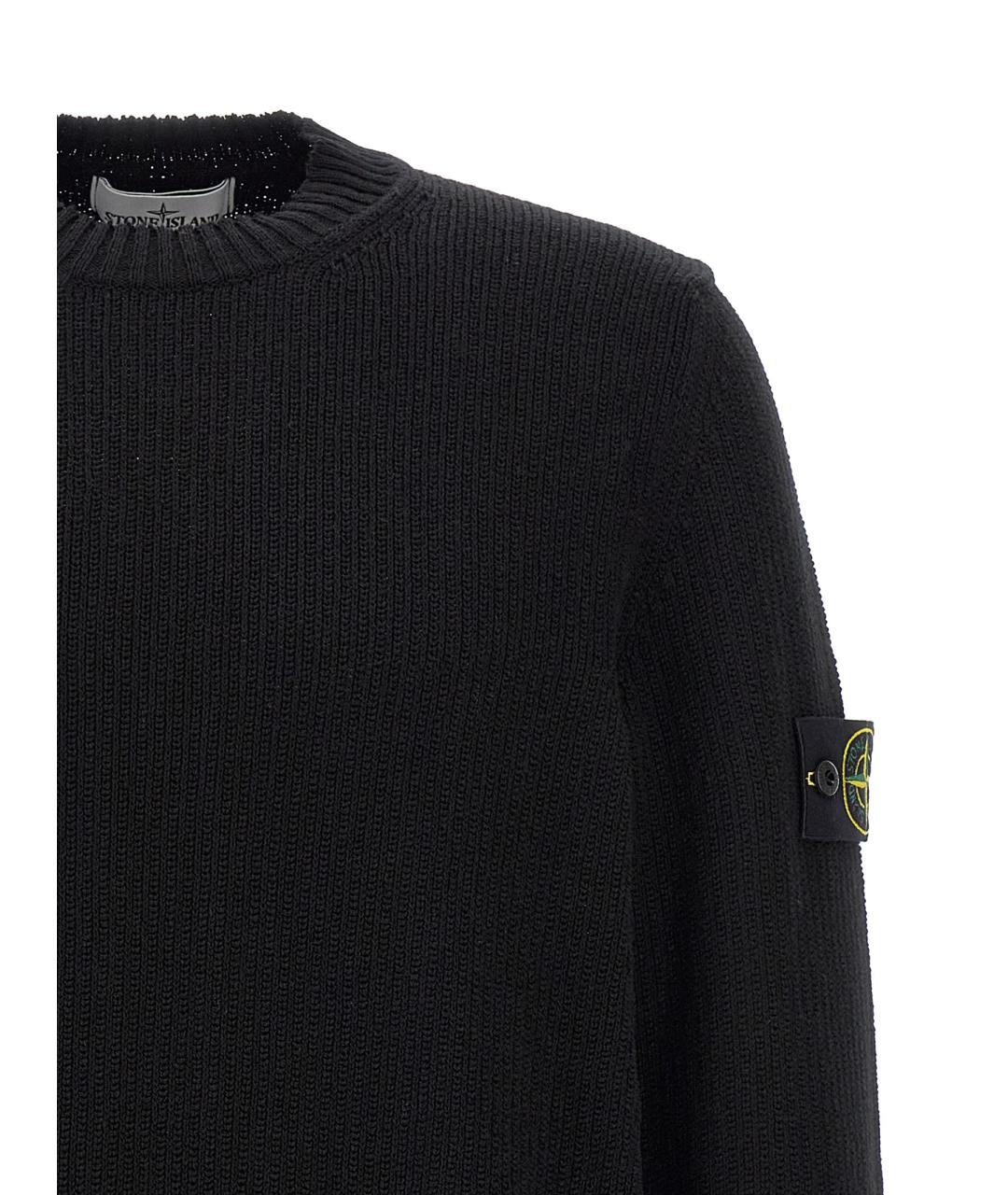 STONE ISLAND Черный хлопковый джемпер / свитер, фото 3